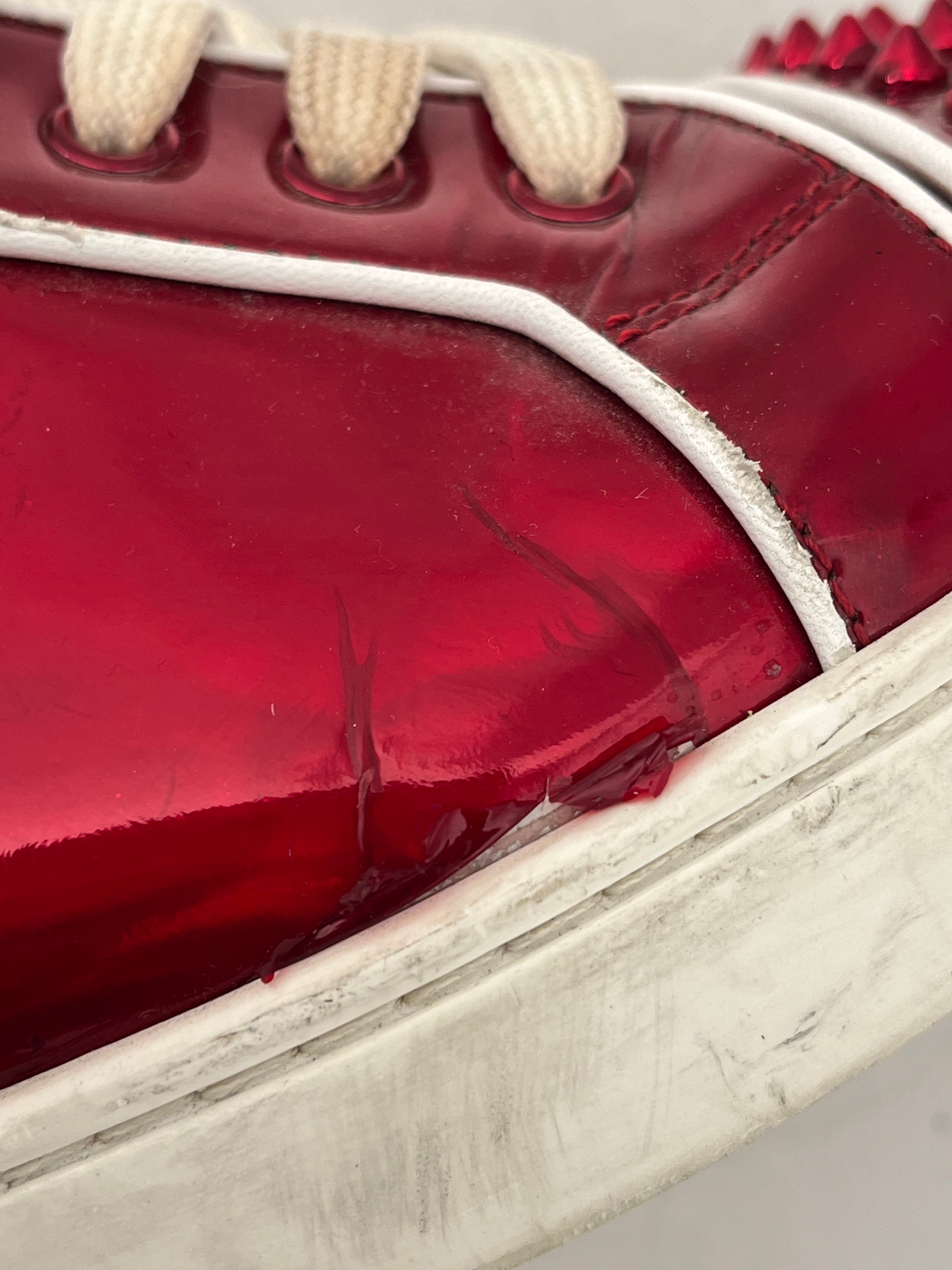 Christian Louboutin/Low-Sneakers/EU 41.5/RED/toe spikes blackbackwhitelogo view 9
