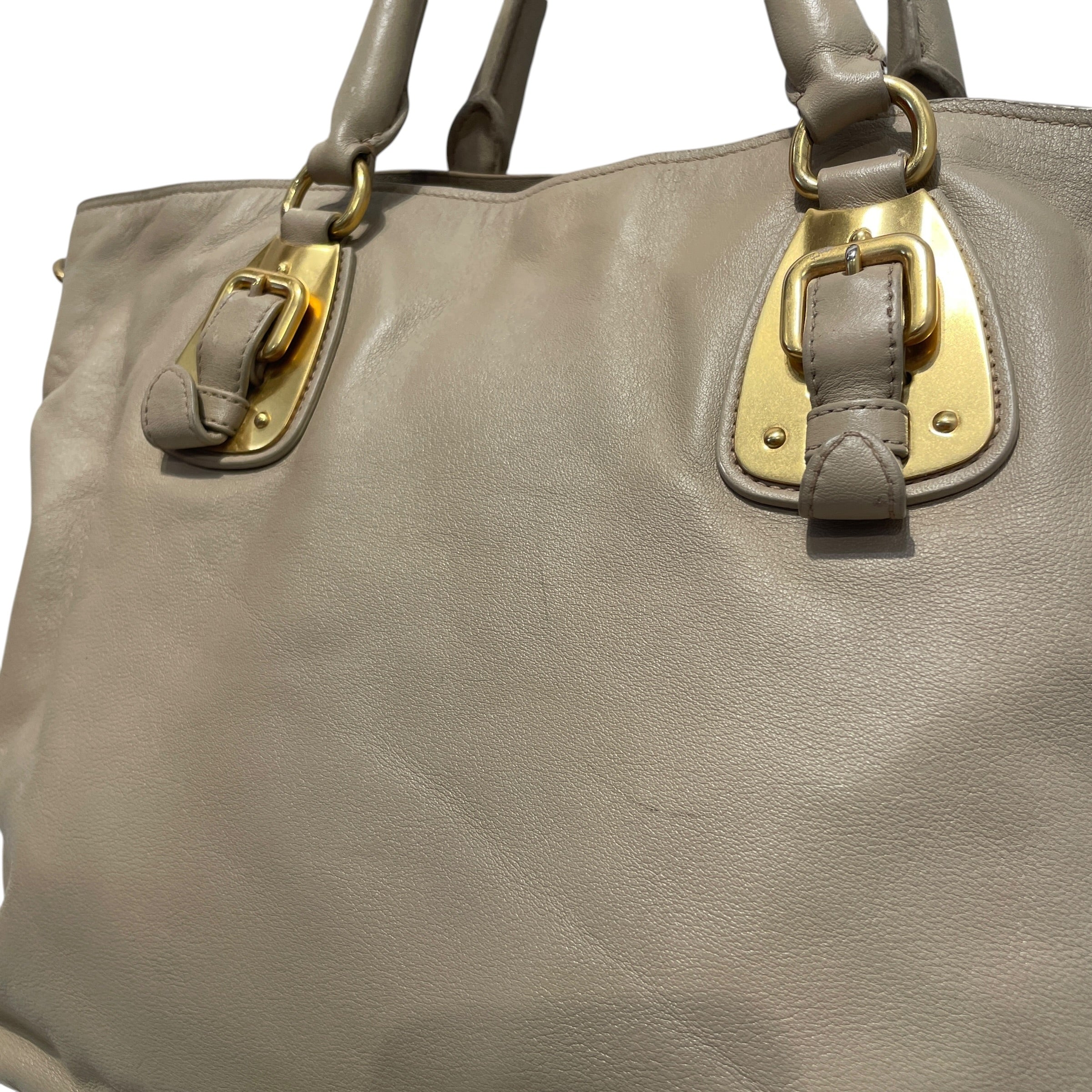 PRADA/Hand Bag/Leather/CRM/Pomice Vitello Daino Calfskin view 5