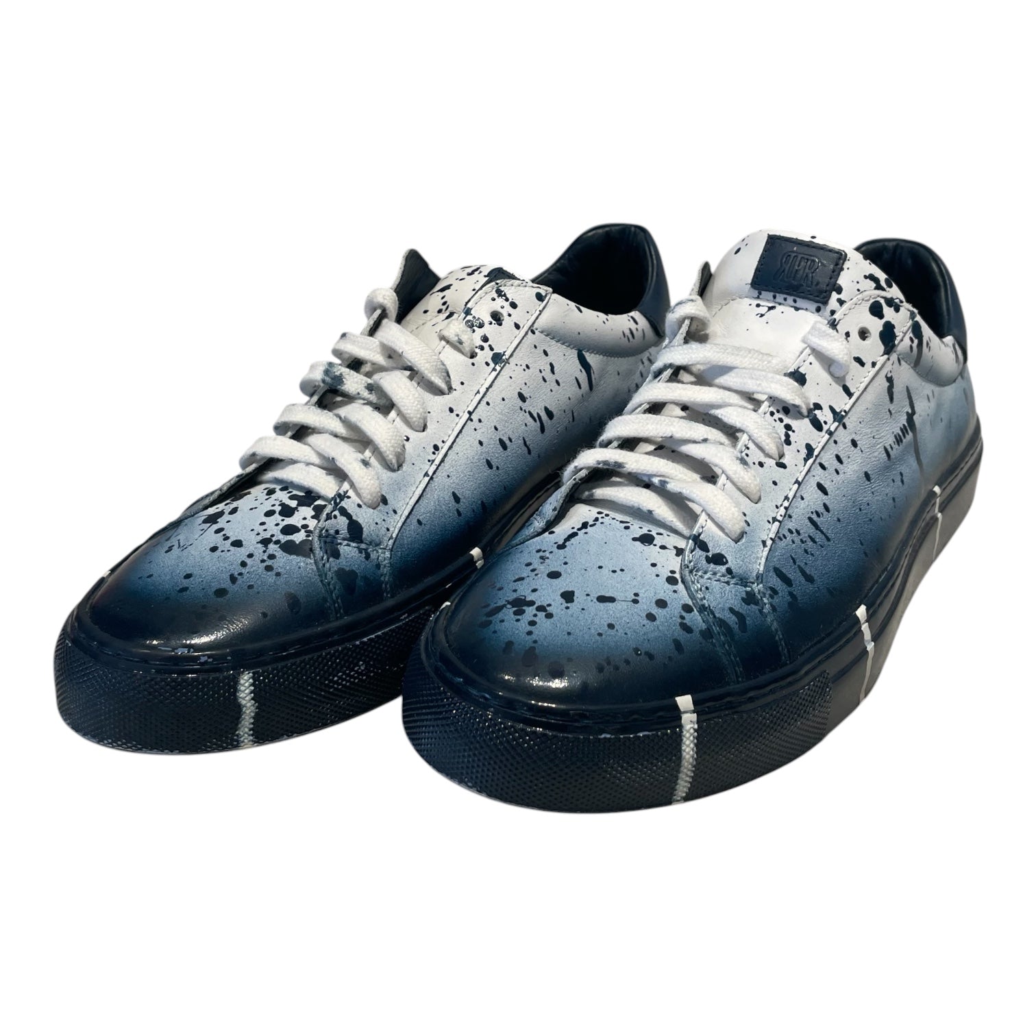 FABIANORICCI/Low-Sneakers/EU 40/All Over Print/Leather/BLU/PAINT SPLATTER view 1