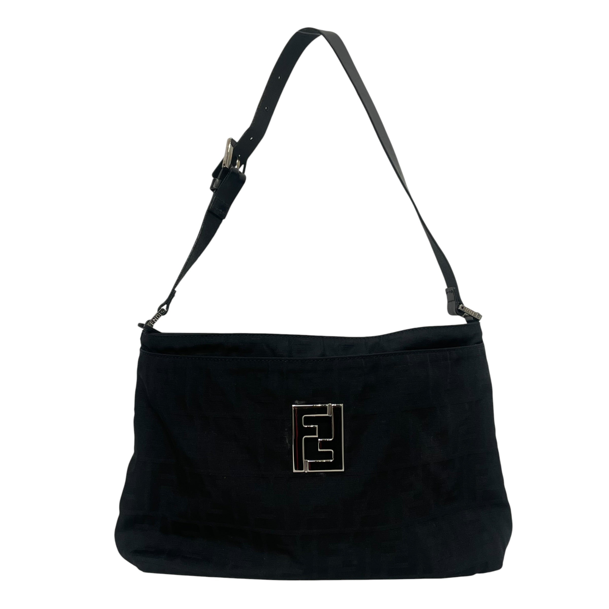 FENDI/Hand Bag/Monogram/Cotton/BLK/zucca shoulder bag view 1
