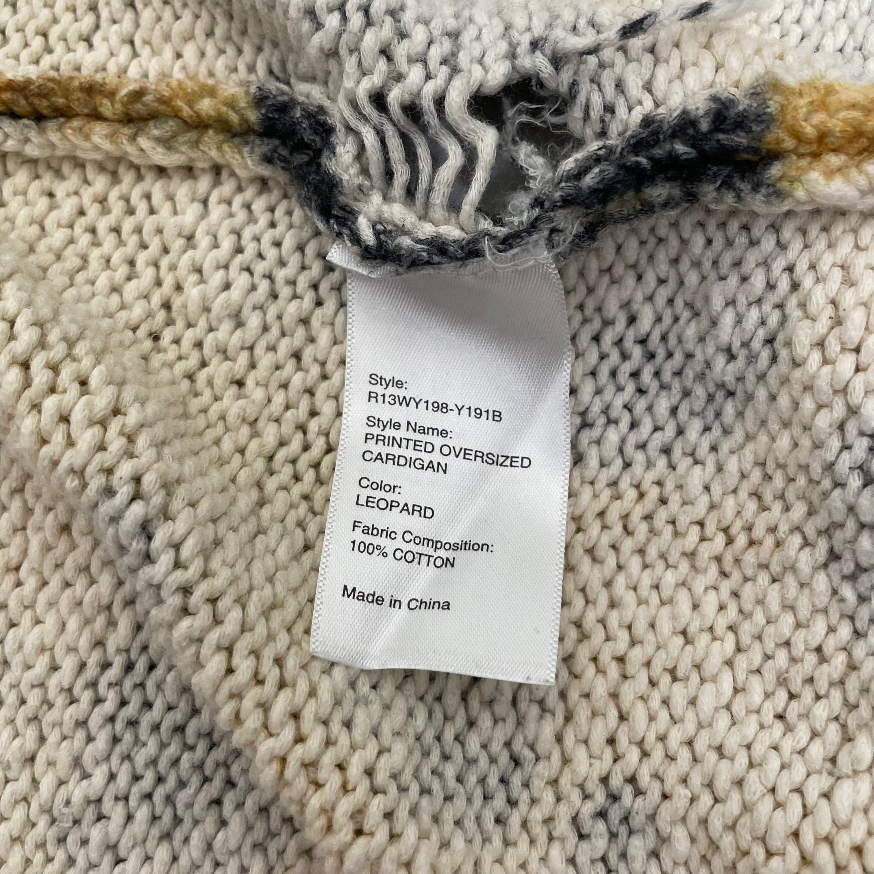 R13/Cardigan/XS/Leopard/Cotton/GLD/printed oversized cardigan view 4