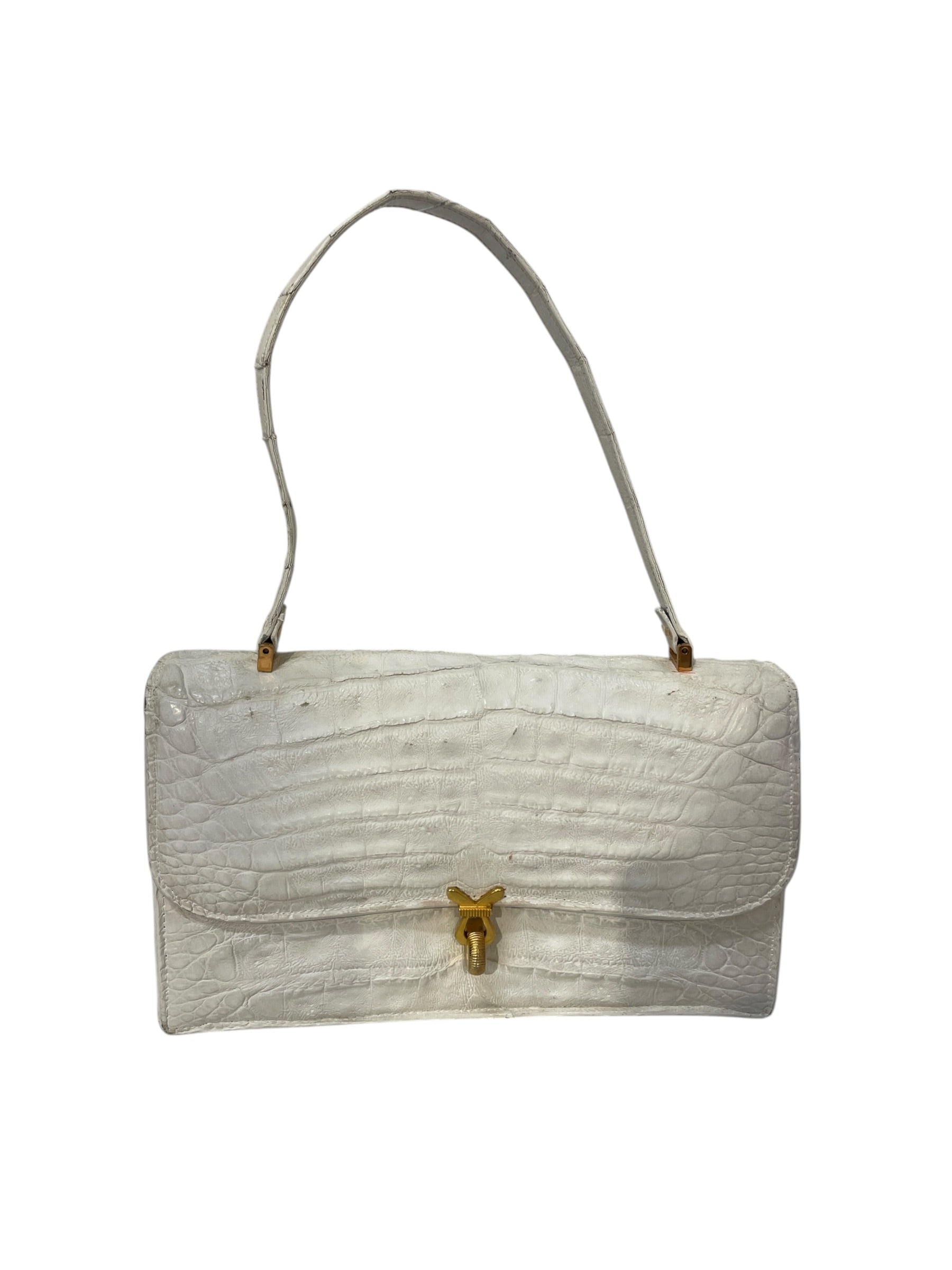 Lucille de Paris/Hand Bag/Animal Pattern/WHT/VINTAGE 'croco sauvage' view 1