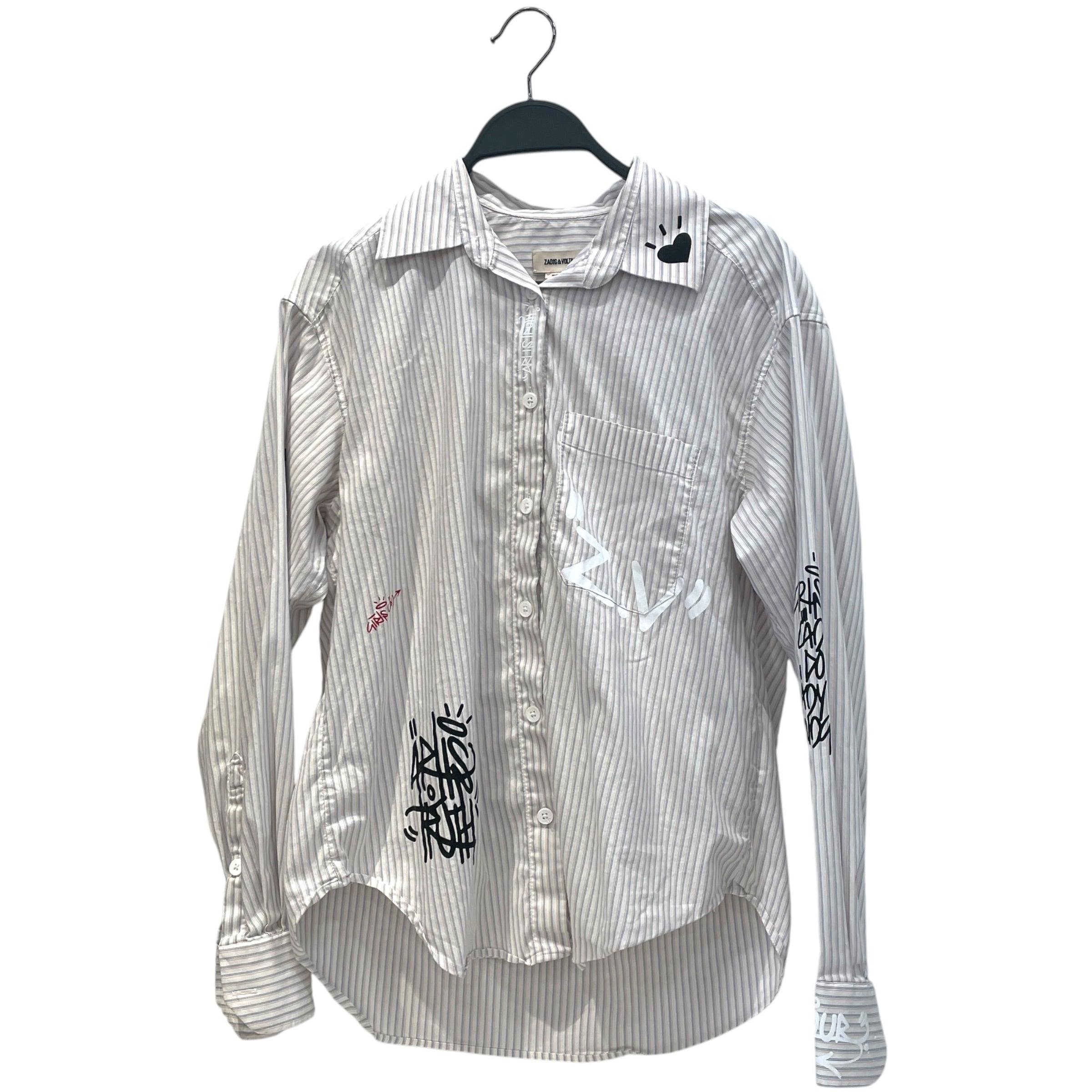 Zadig&Voltaire/LS Shirt/S/Stripe/Cotton/WHT/ view 1