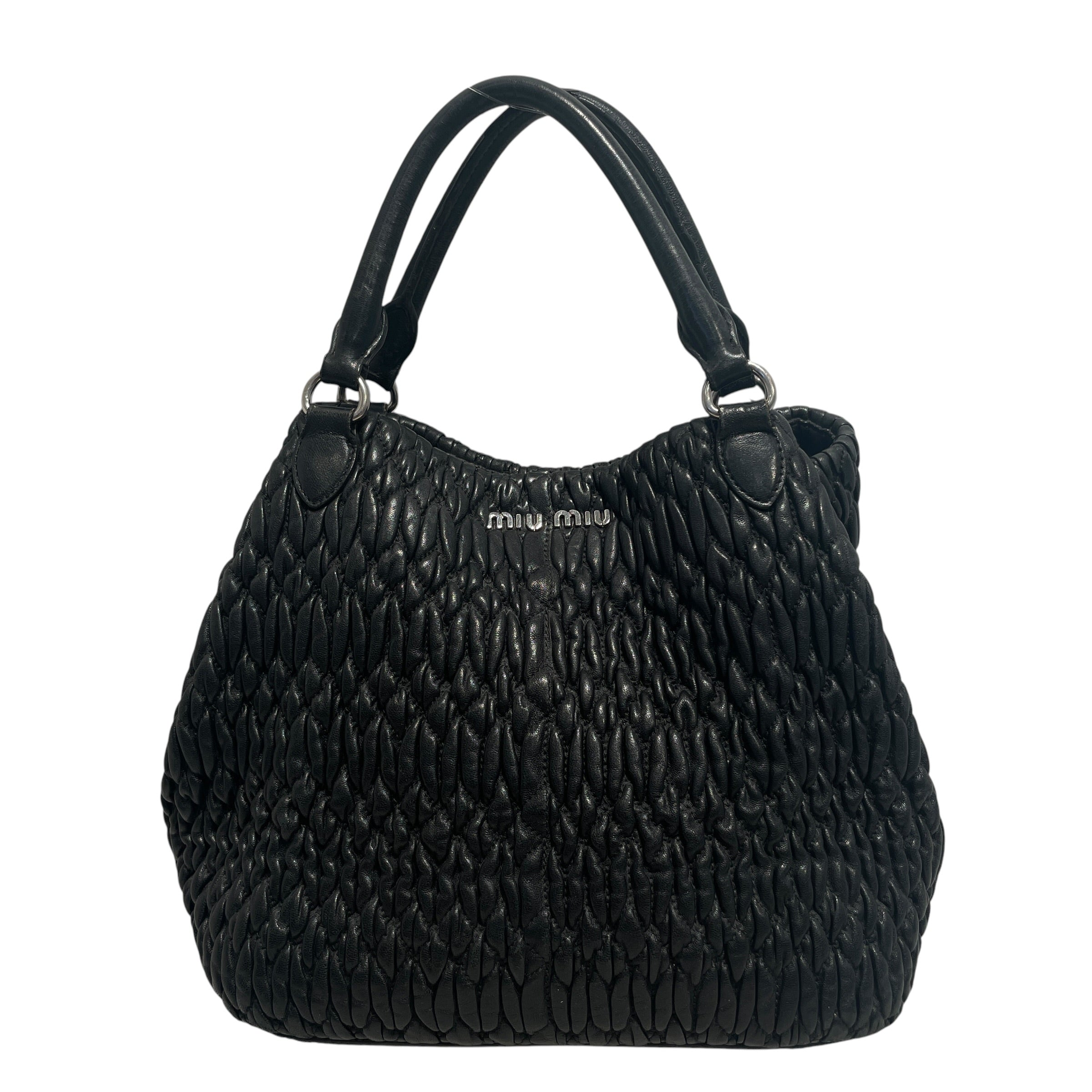 MIU MIU/Hand Bag/Leather/BLK/Matelasse Hand Bag view 1