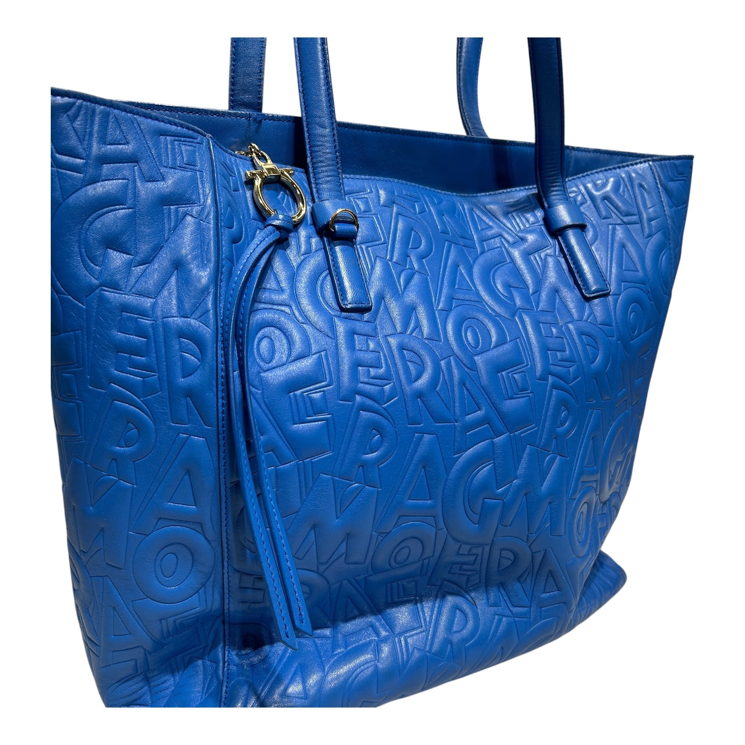 Salvatore Ferragamo/Tote Bag/All Over Print/Leather/BLU/Ferragamo All Over Letters view 6