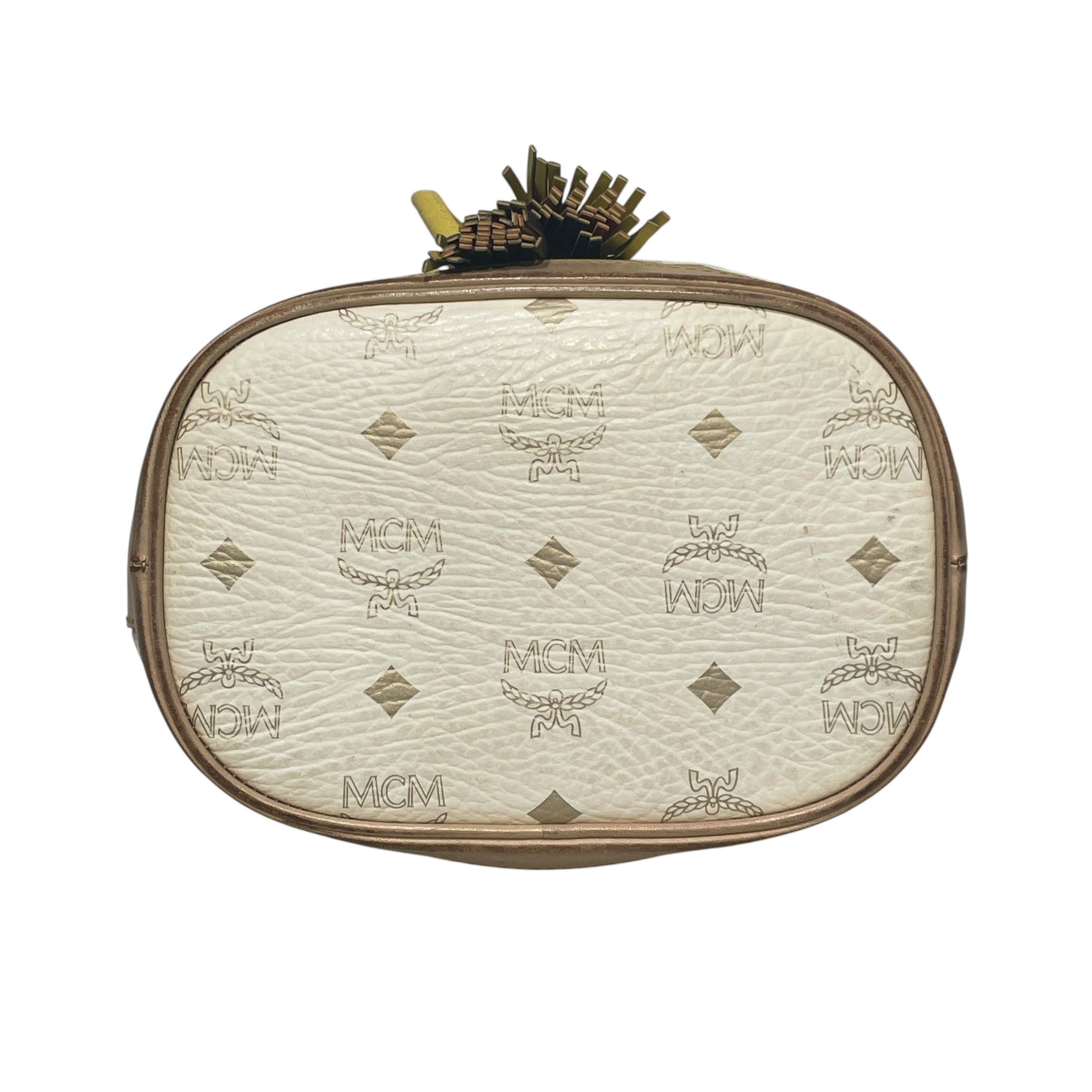 MCM/Bag/Monogram/Leather/WHT/Monogram Bucket Ba view 3