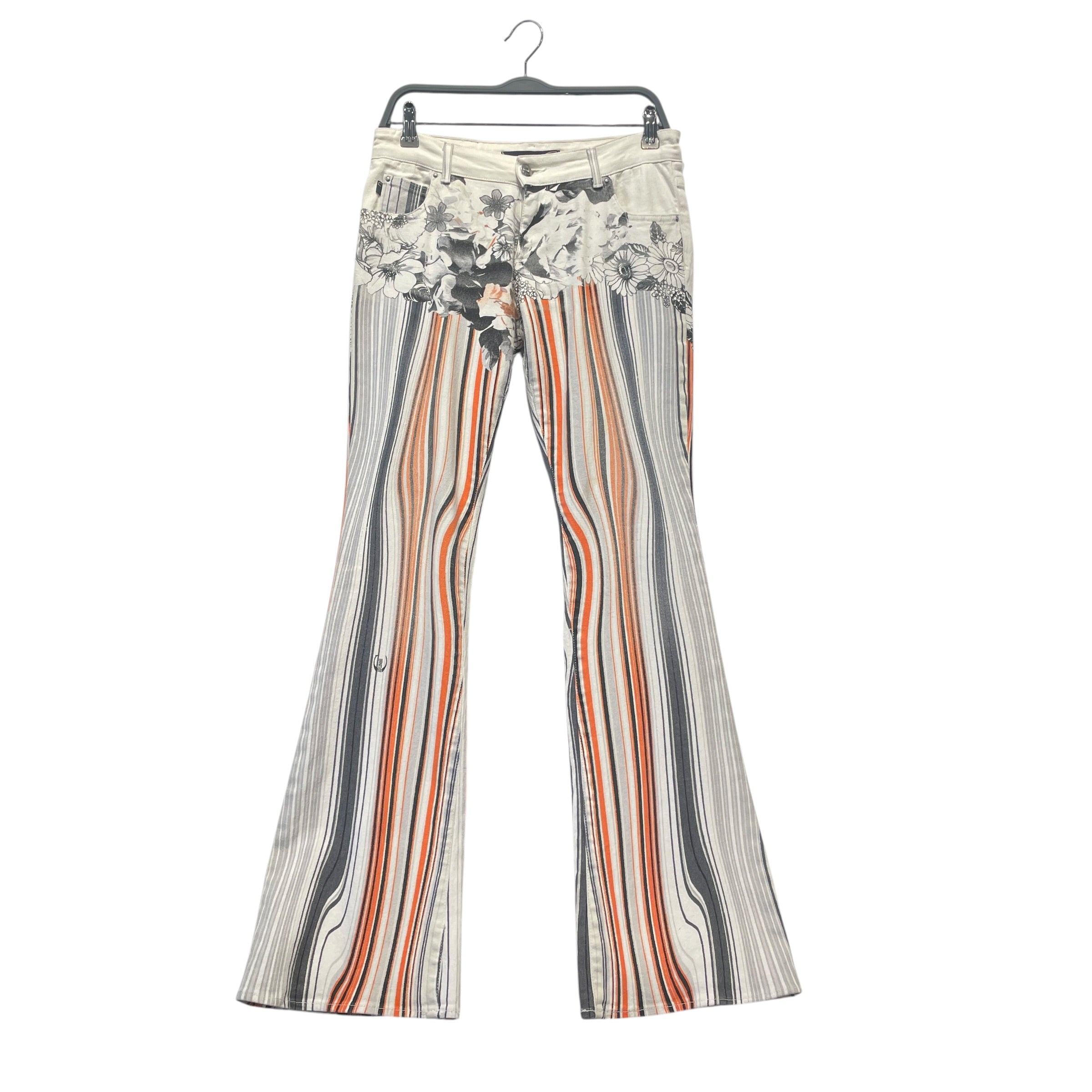 Just cavalli/Straight Pants/28/Floral Pattern/Denim/WHT/orange stripes view 1