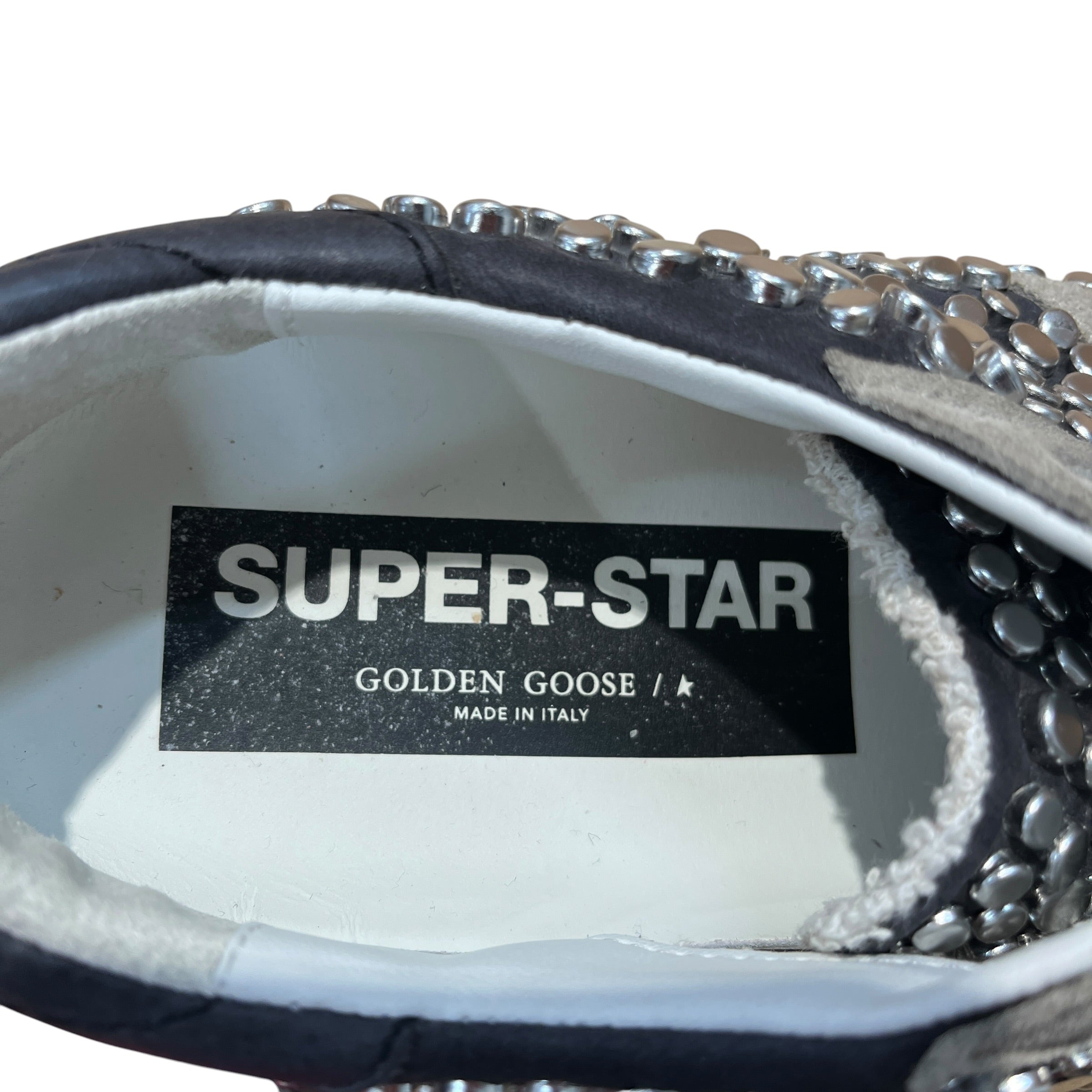 GOLDEN GOOSE/Low-Sneakers/US 7/All Over Print/Leather/BLK/Studded Superstars view 3