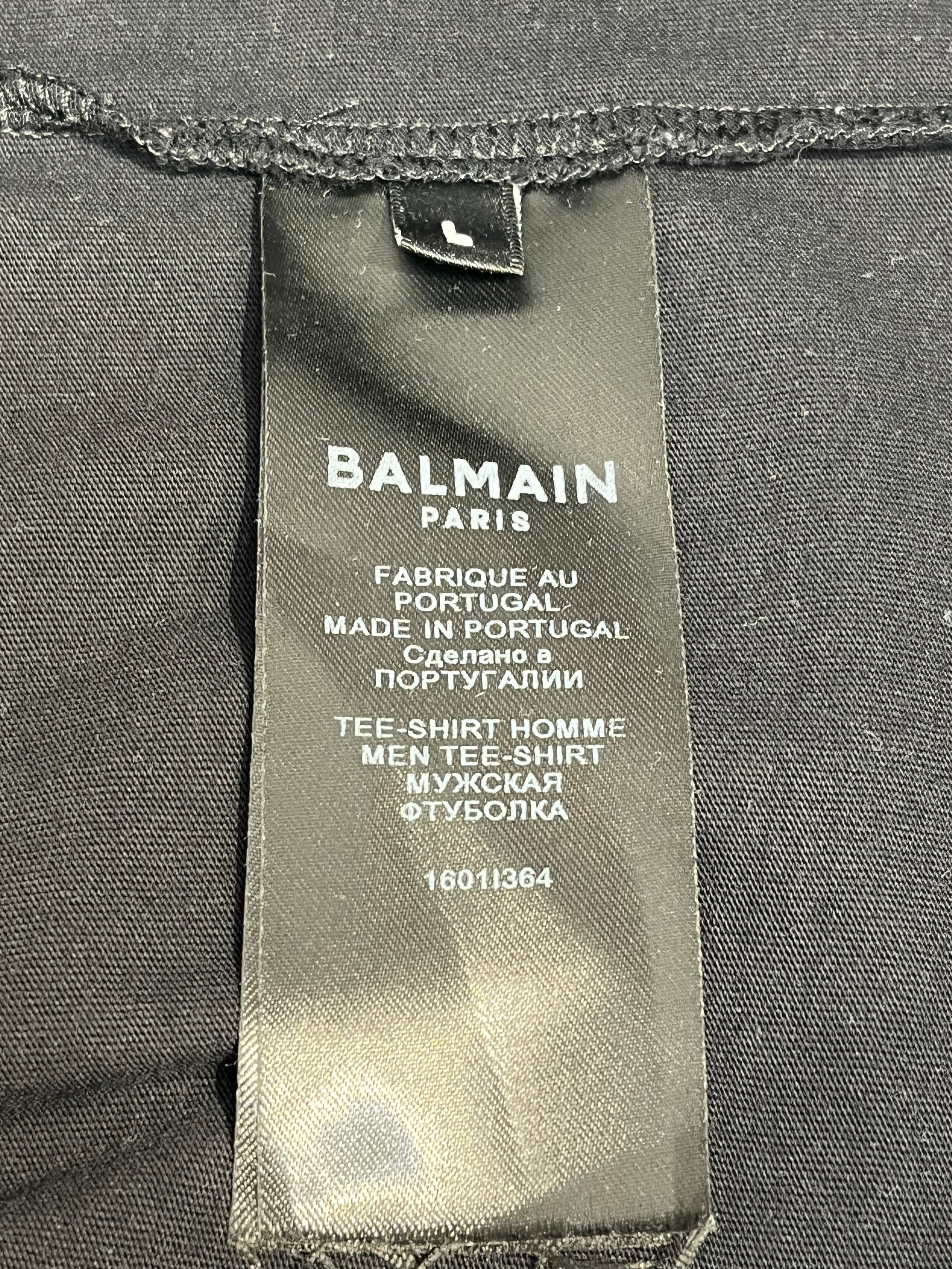 BALMAIN/T-Shirt/L/Cotton/BLK/Graphic/WHITE LOGO FRONT PARIS view 4