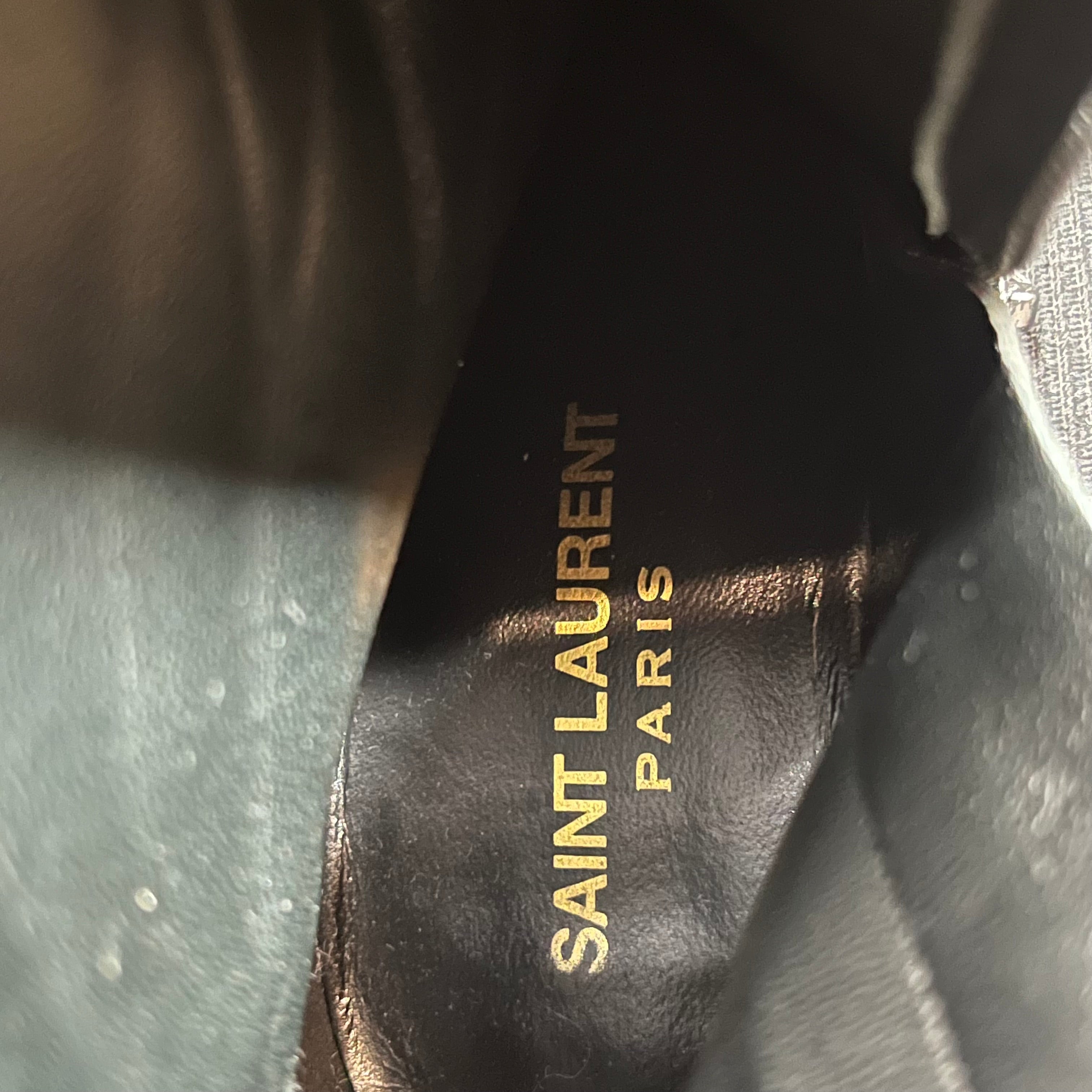 SAINT LAURENT/Ankle Boots/EU 38/BLK/cystal buckle ankle boot view 3
