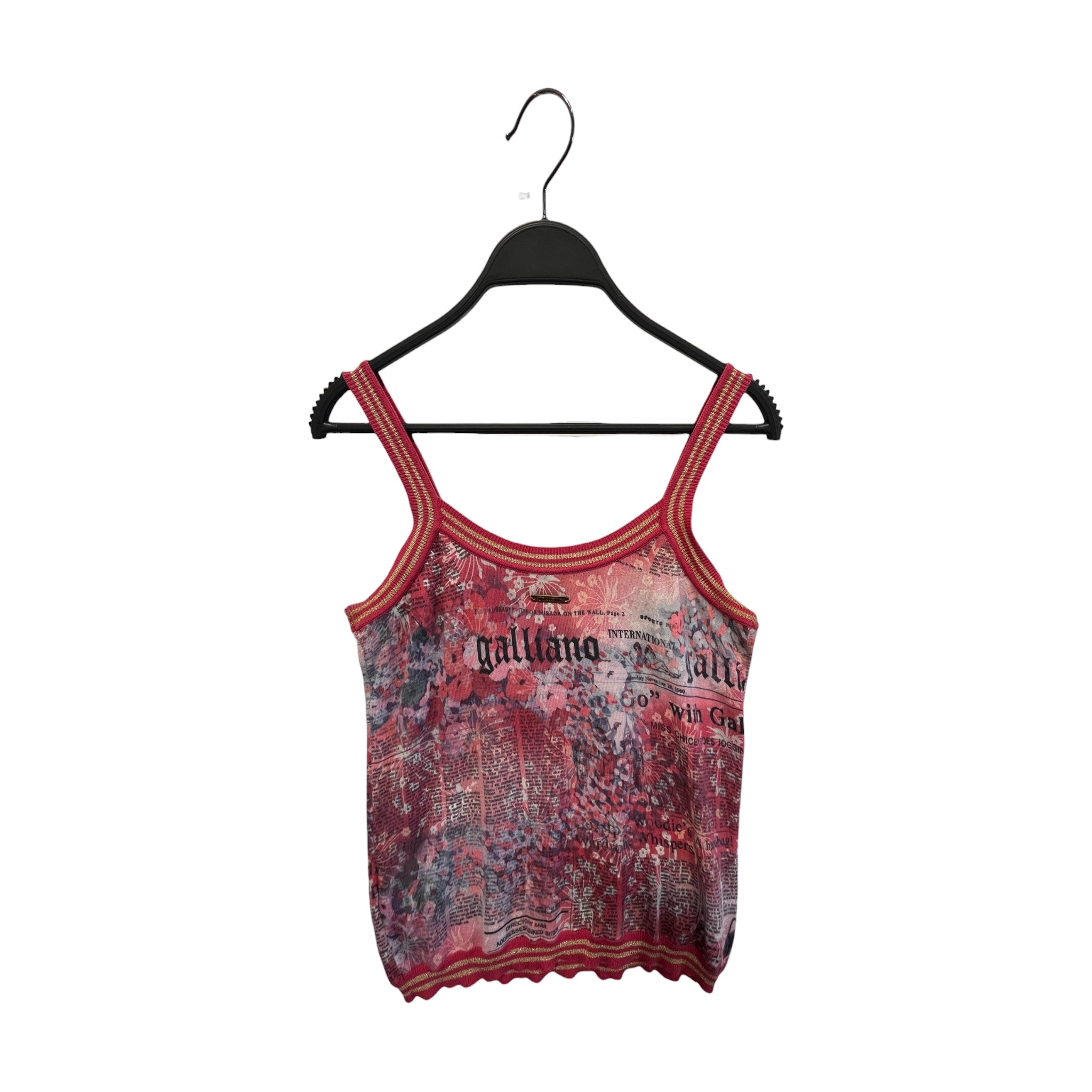 John Galliano/Blouse/S/All Over Print/Cotton/RED/NEWSPAPER PRINT TANK view 2