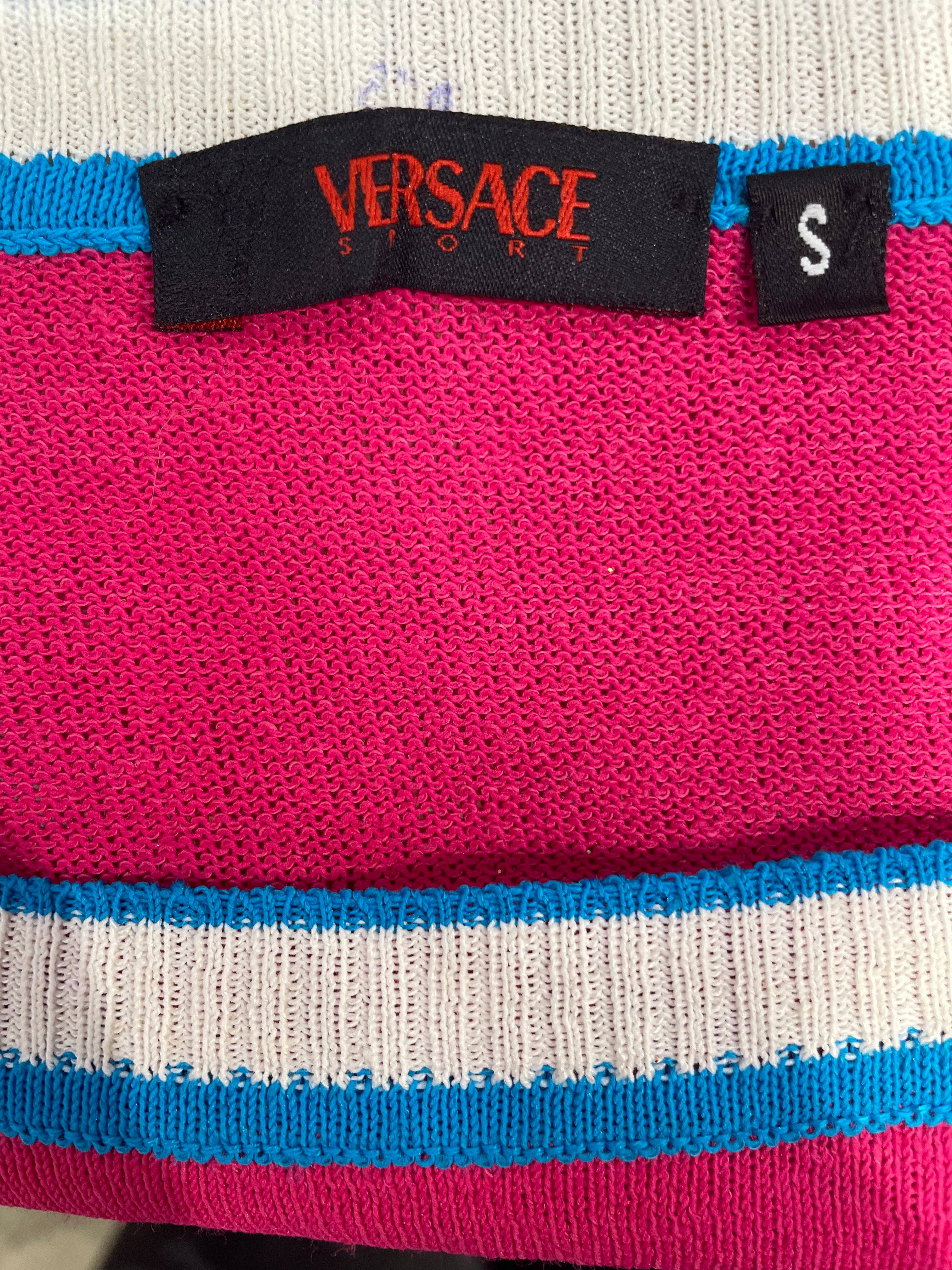VERSACE/Sweater/S/Border/PNK/'PLAYER' SS BLU/HOTPINK/WHIT view 3