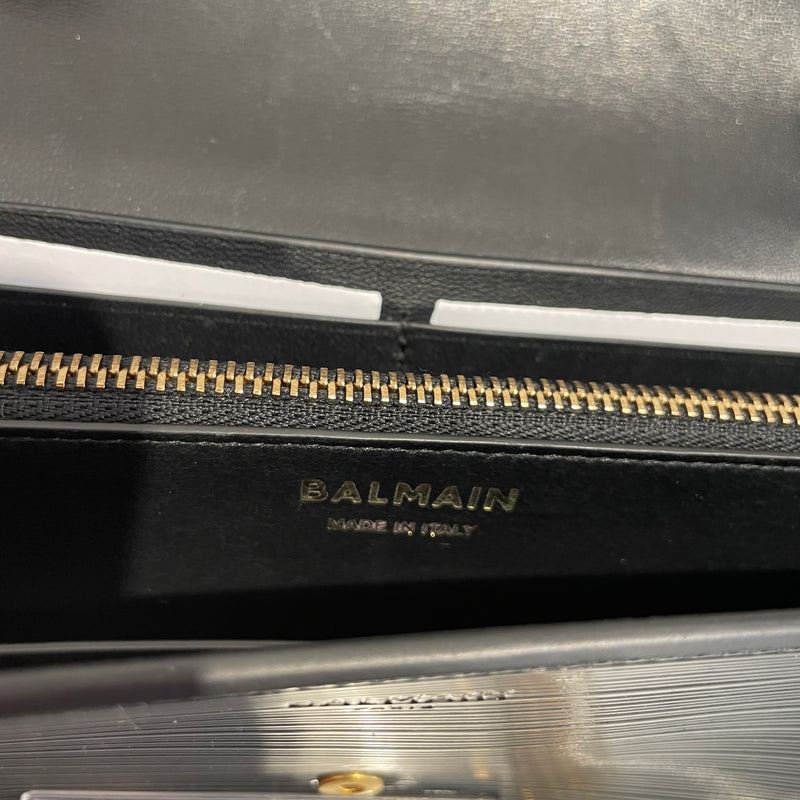 BALMAIN/Cross Body Bag/Leather/BLK/TRIFOLD PATENT CALFSKIN