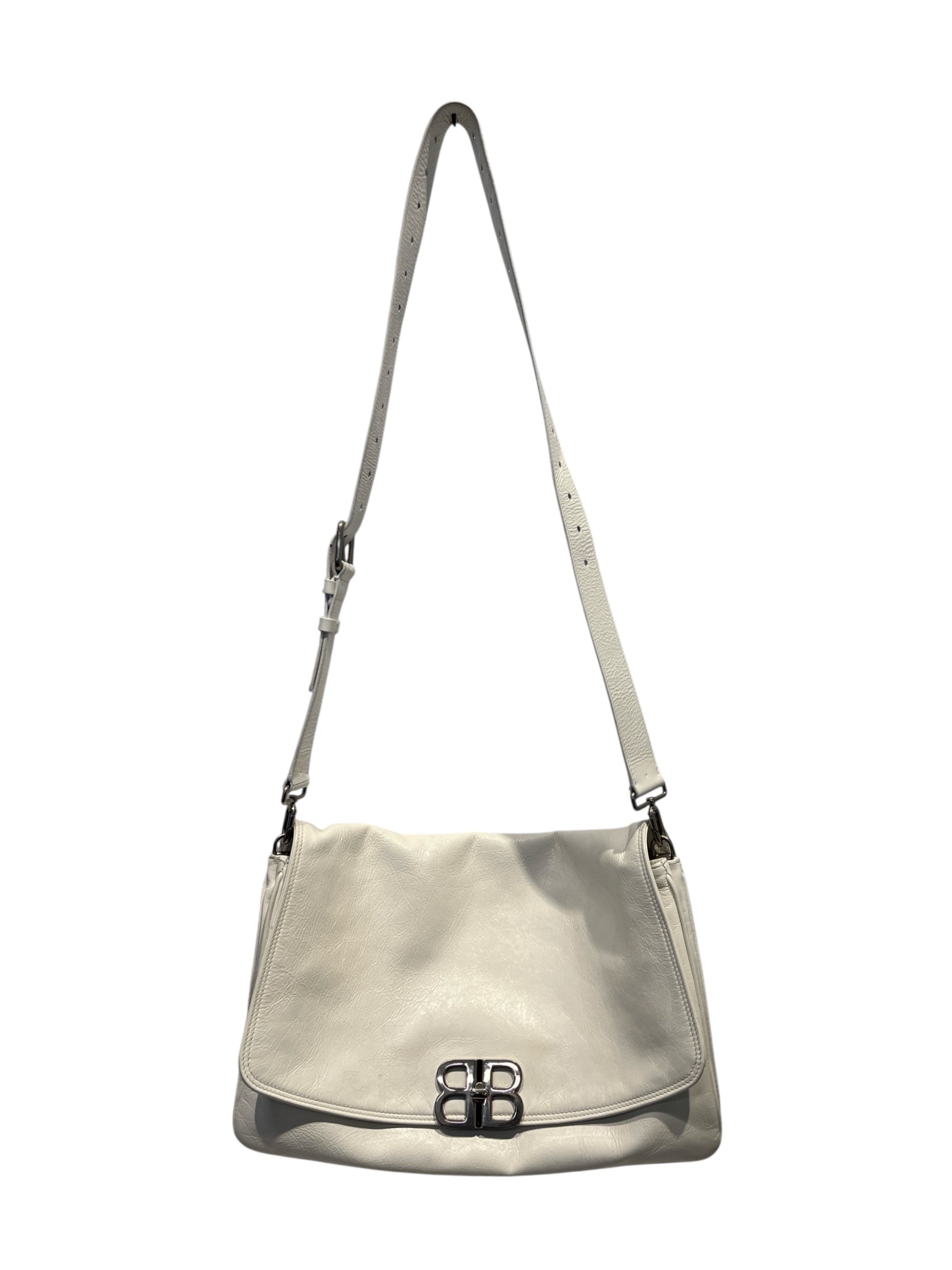 BALENCIAGA/Hand Bag/L/Leather/WHT/BB Large Flap view 3