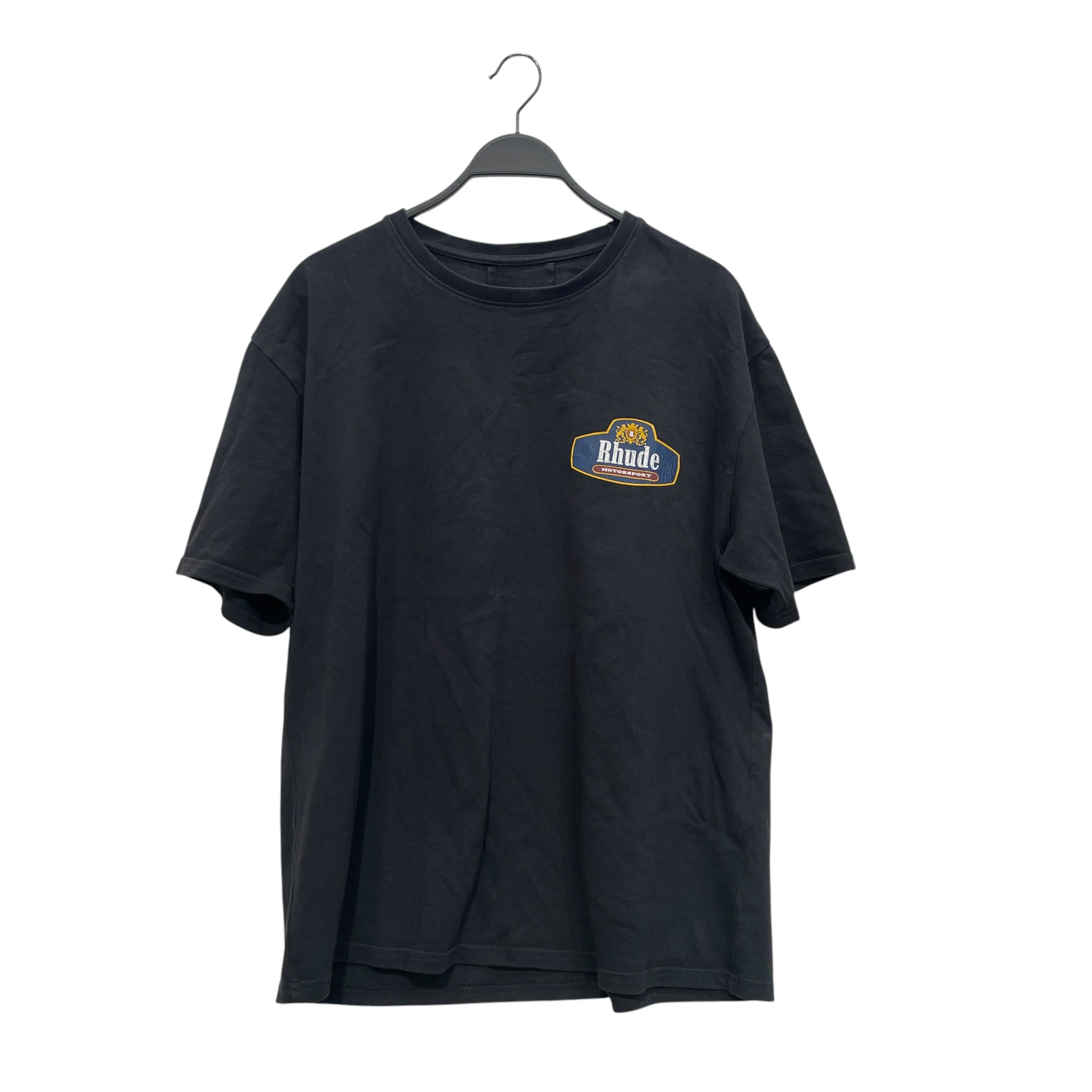 RHUDE/T-Shirt/L/Cotton/BLK/racing crest graphic logo view 1