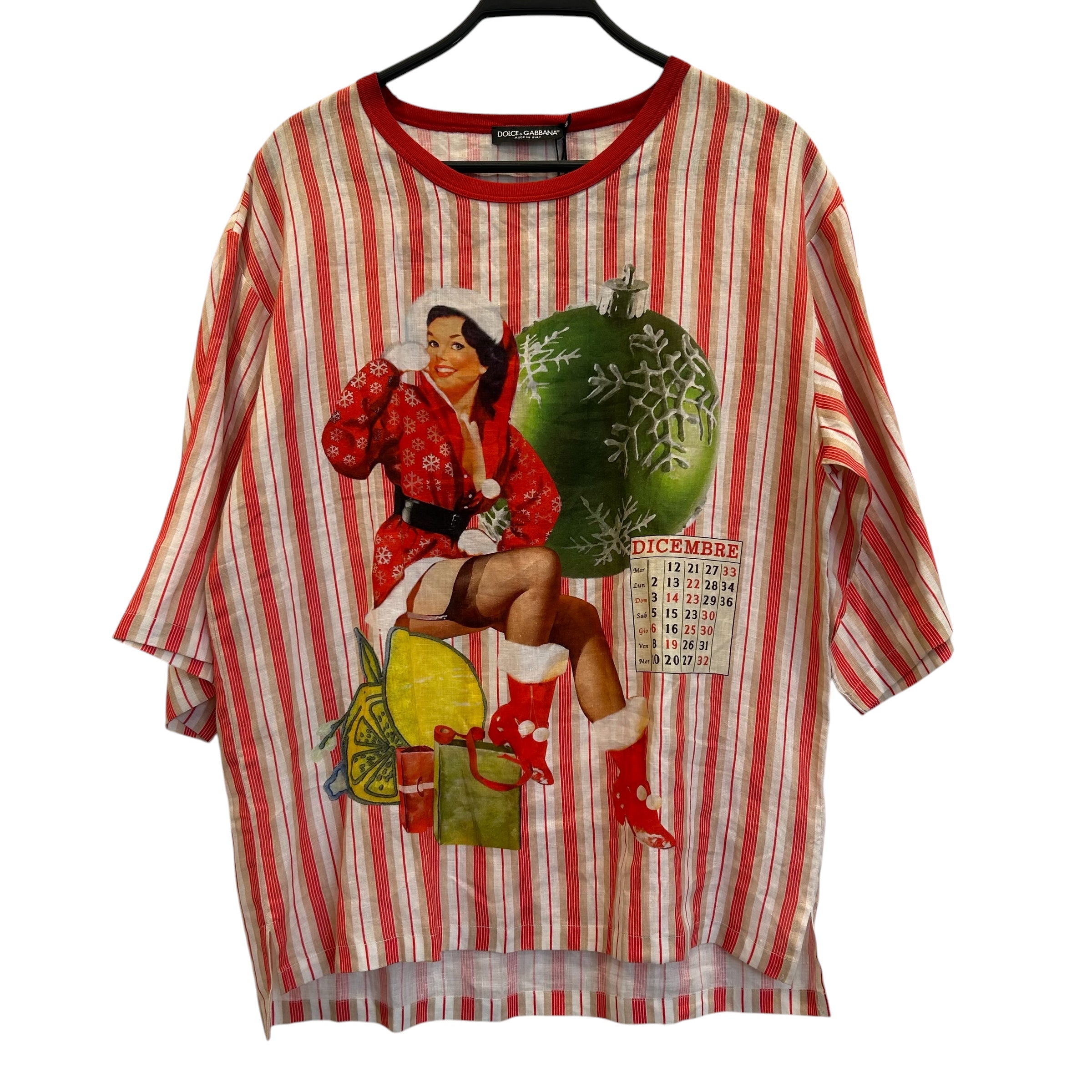 DOLCE&GABBANA/T-Shirt/44/Cotton/MLT/Stripe/chritmas theme beg/red/whi view 1