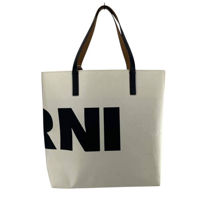 MARNI/Tote Bag/Cotton/WHT/BOLD BLK BRANDING