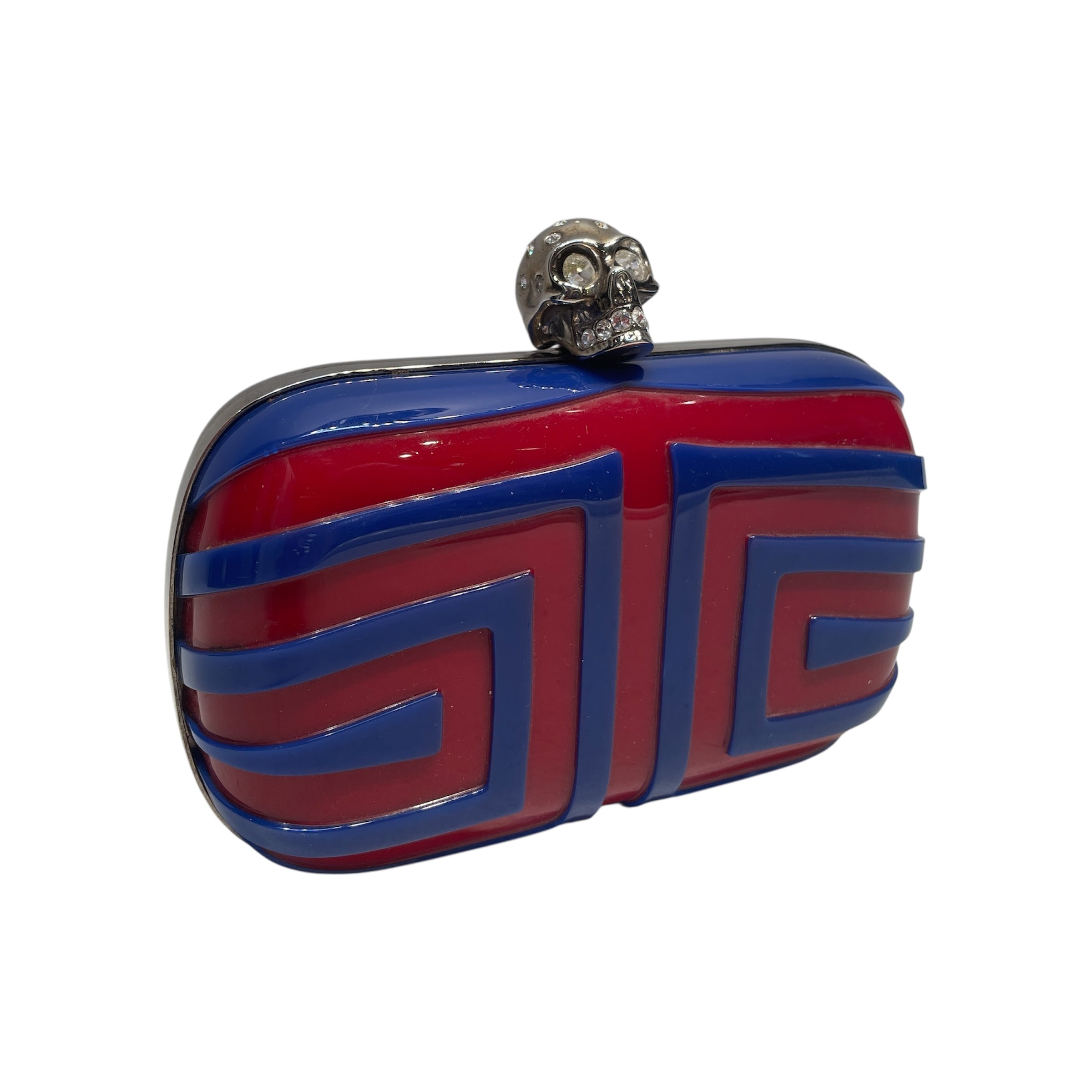 Alexander McQueen/Clutch Bag/All Over Print/MLT/blue & red skull clutch view 3