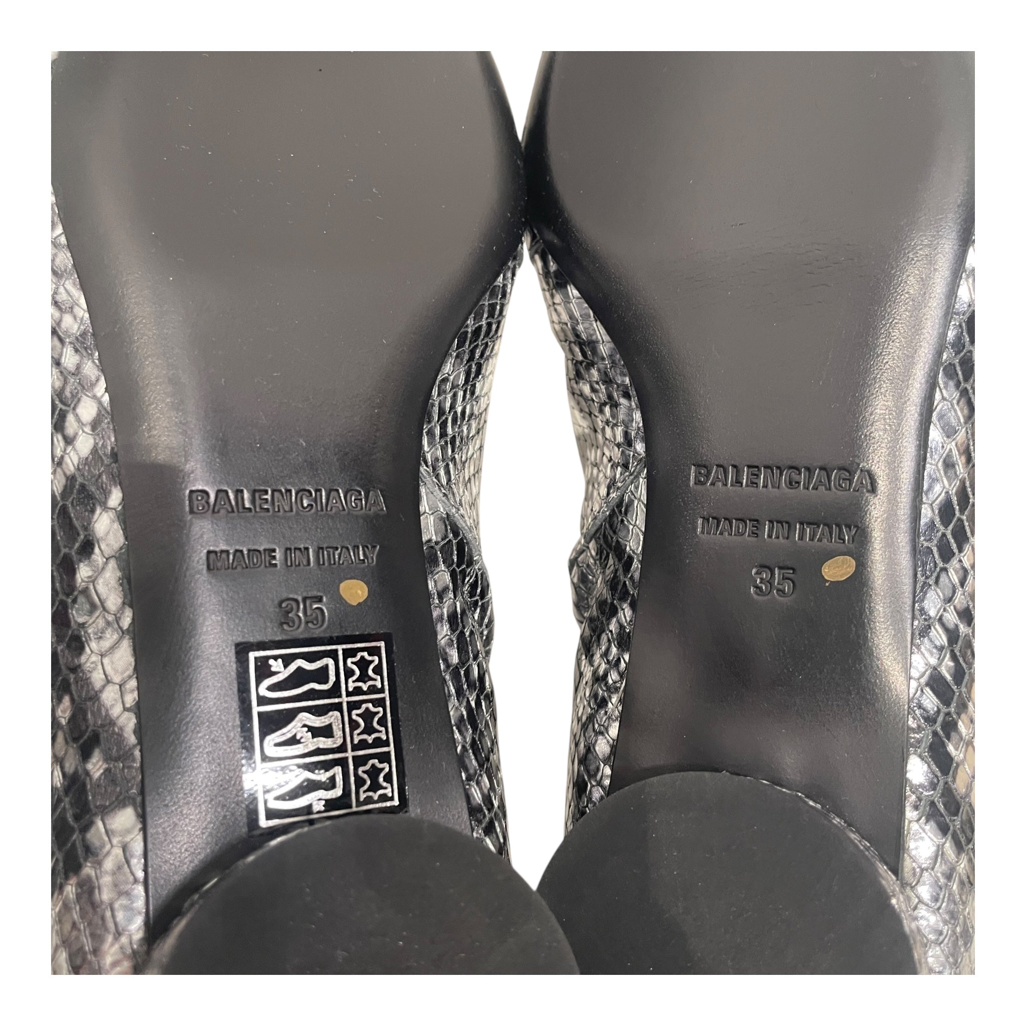 BALENCIAGA/Shoes/EU 35/Animal Pattern/Leather/SLV/SNAKESKIN OVAL BLOCK HEEL view 5