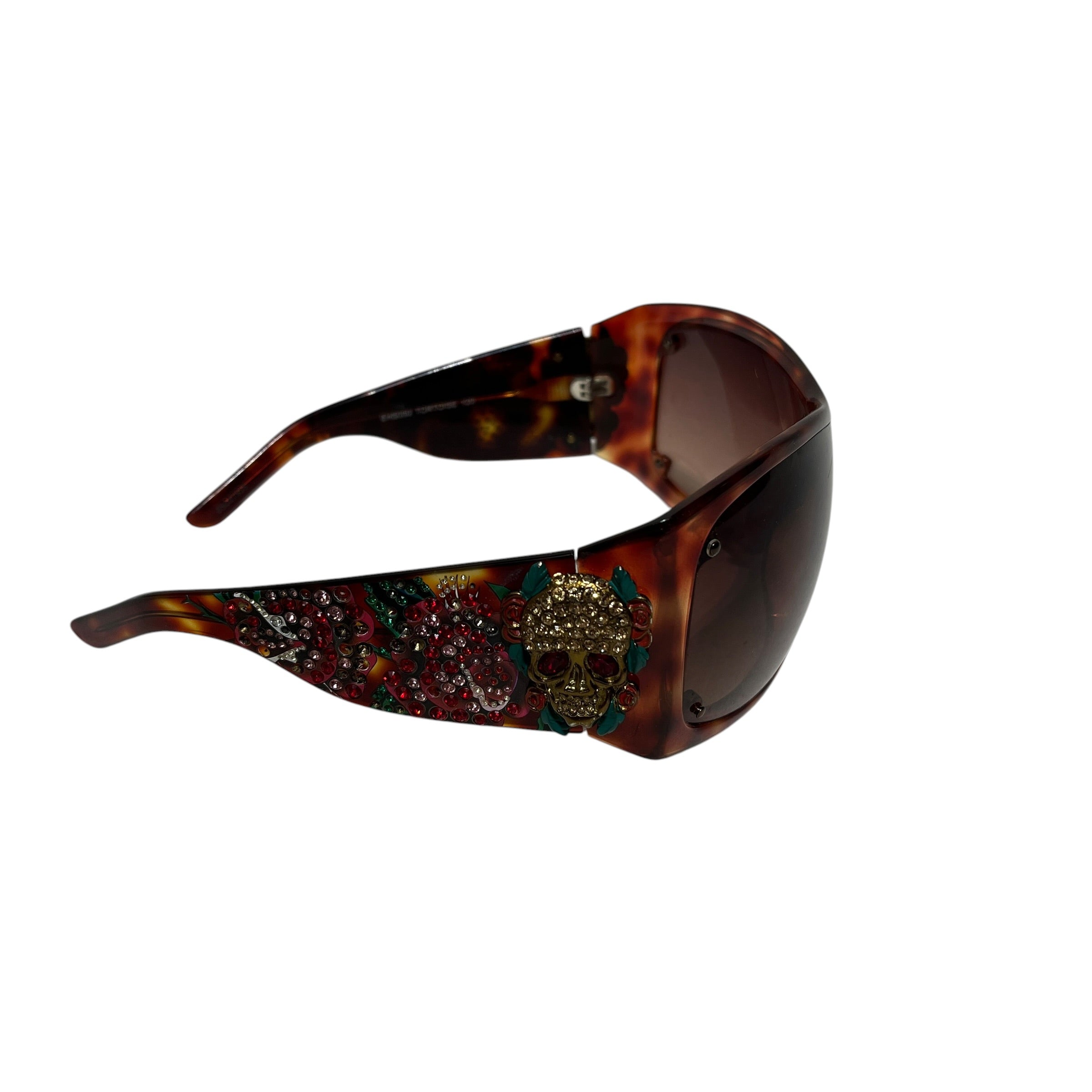 Ed Hardy/Glasses/All Over Print/Tortoiseshell Pattern/BRW/L's/RHINESTONE SKULL view 2