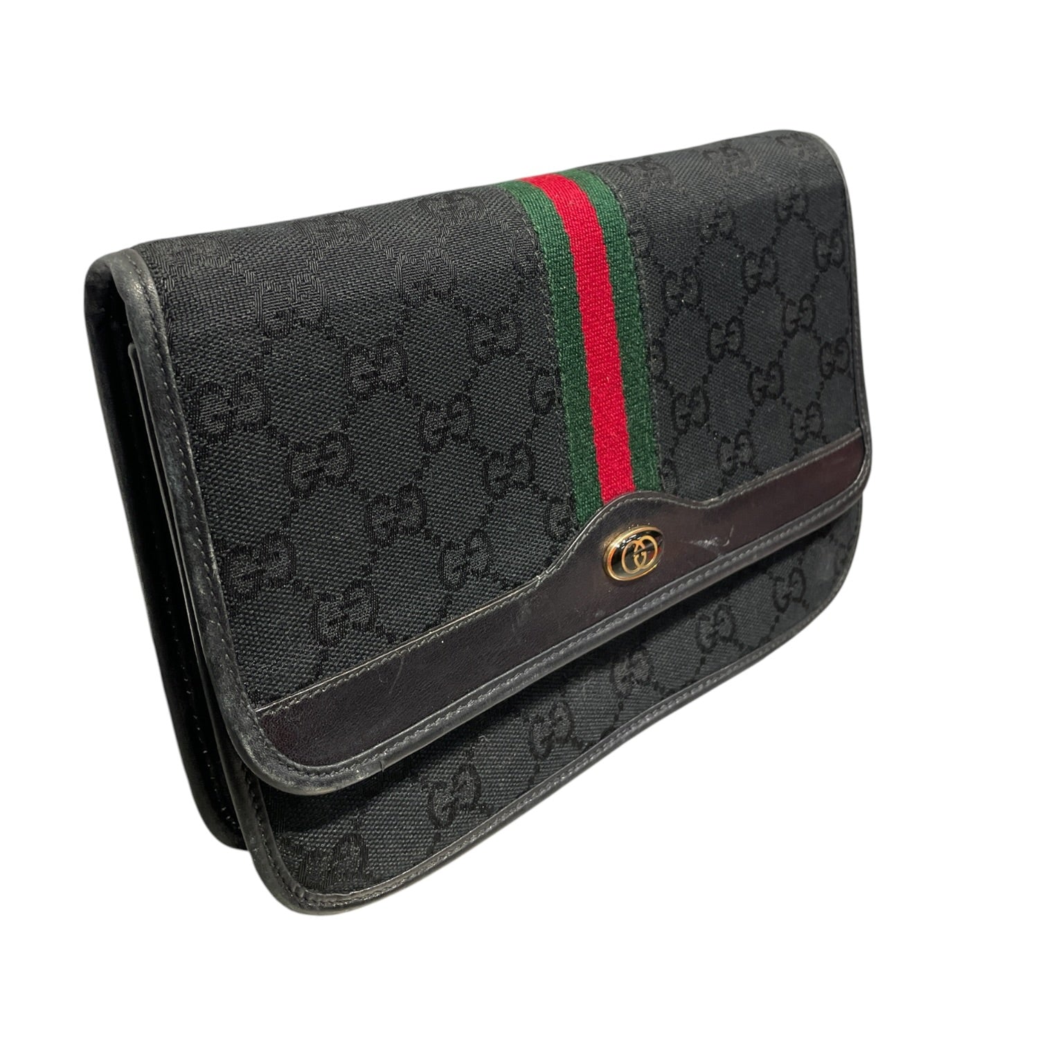 GUCCI/Cross Body Bag/Leather/BLK/Web Sherry Line Crossbody view 6