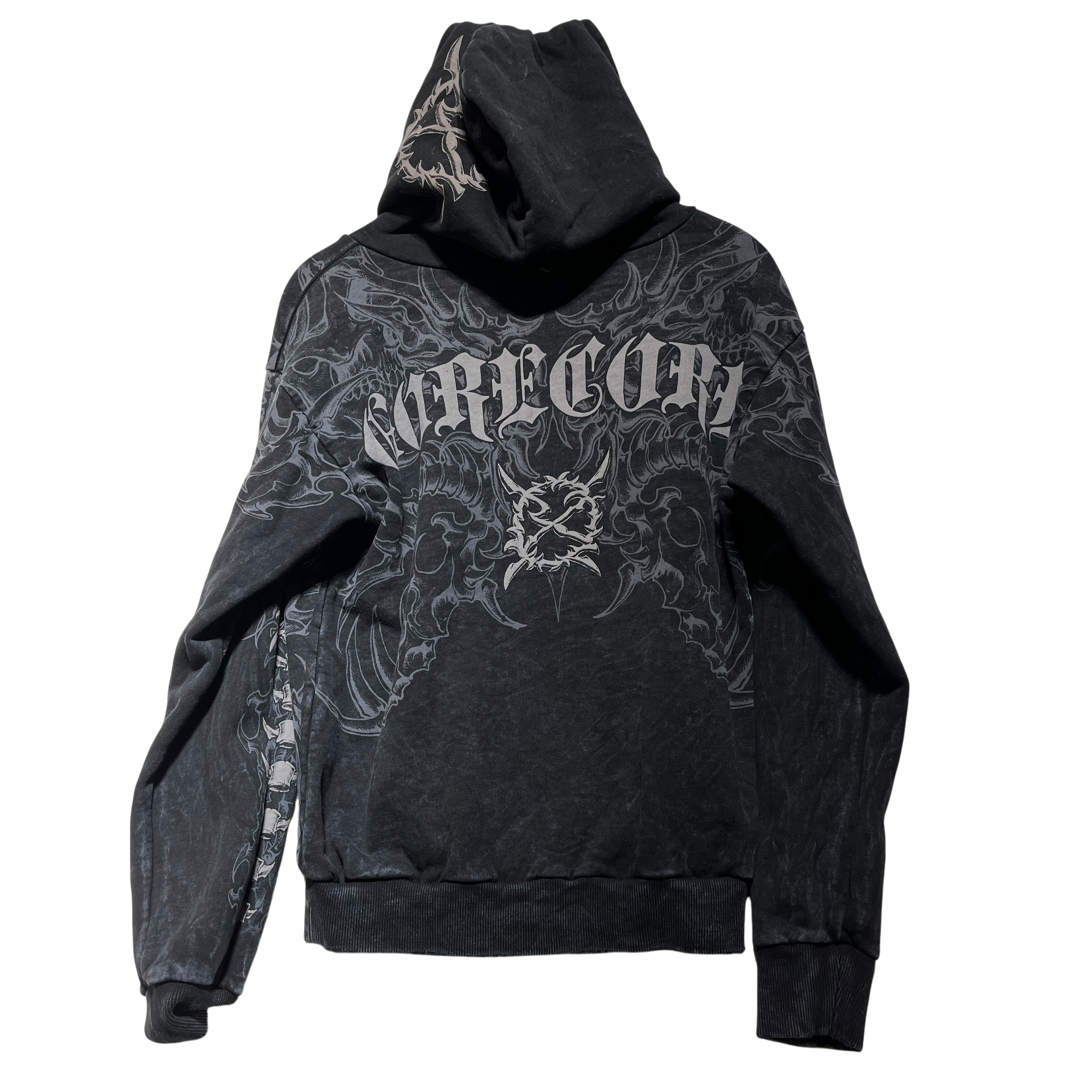 Affliction/Zip Up Hoodie/S/All Over Print/Cotton/BLK/GORECORE view 2
