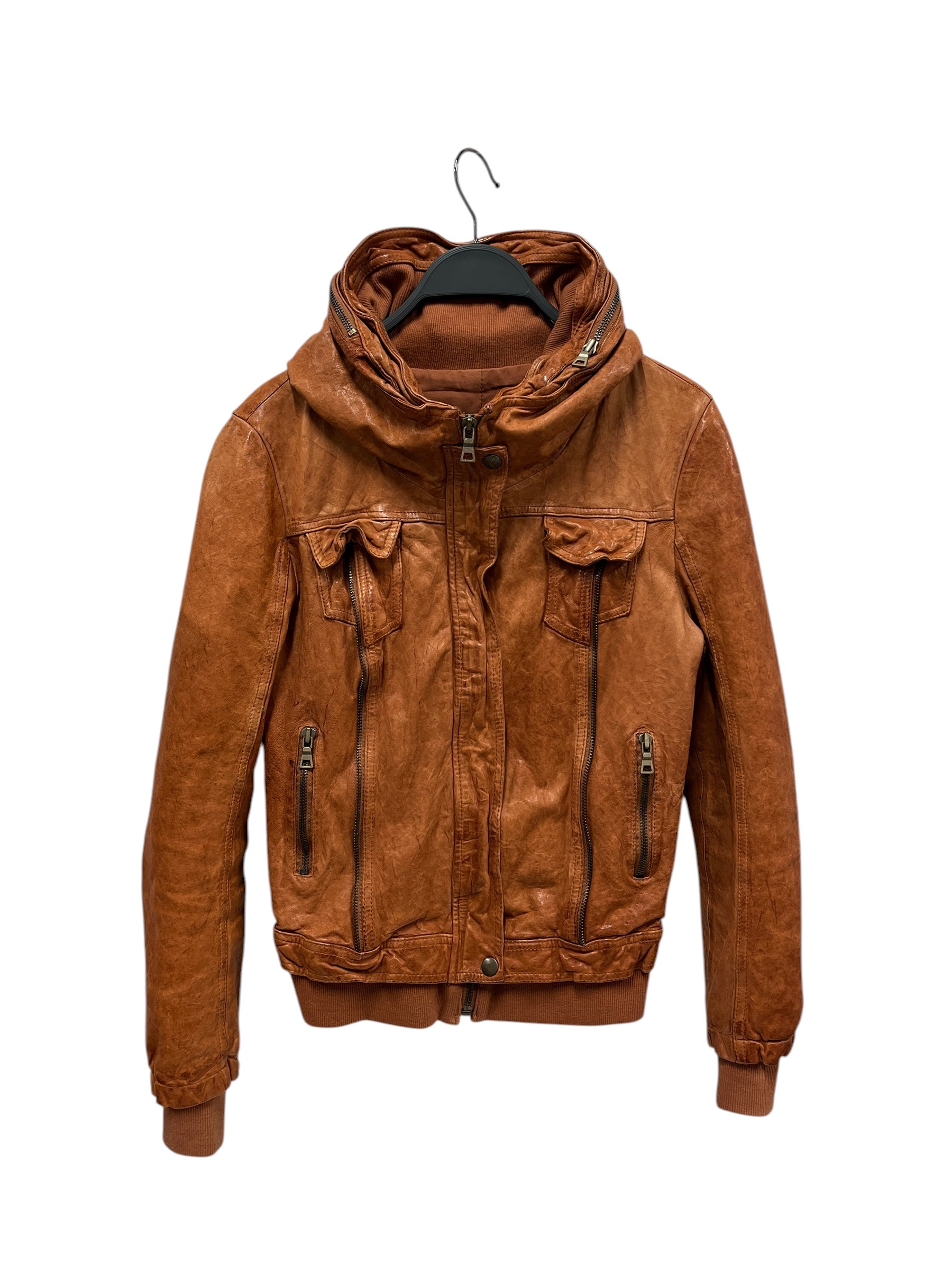 Vintage/Leather Jkt/S/Sheepskin/CML/KOREAN BOMBER JKT ZIPPER DECO view 1