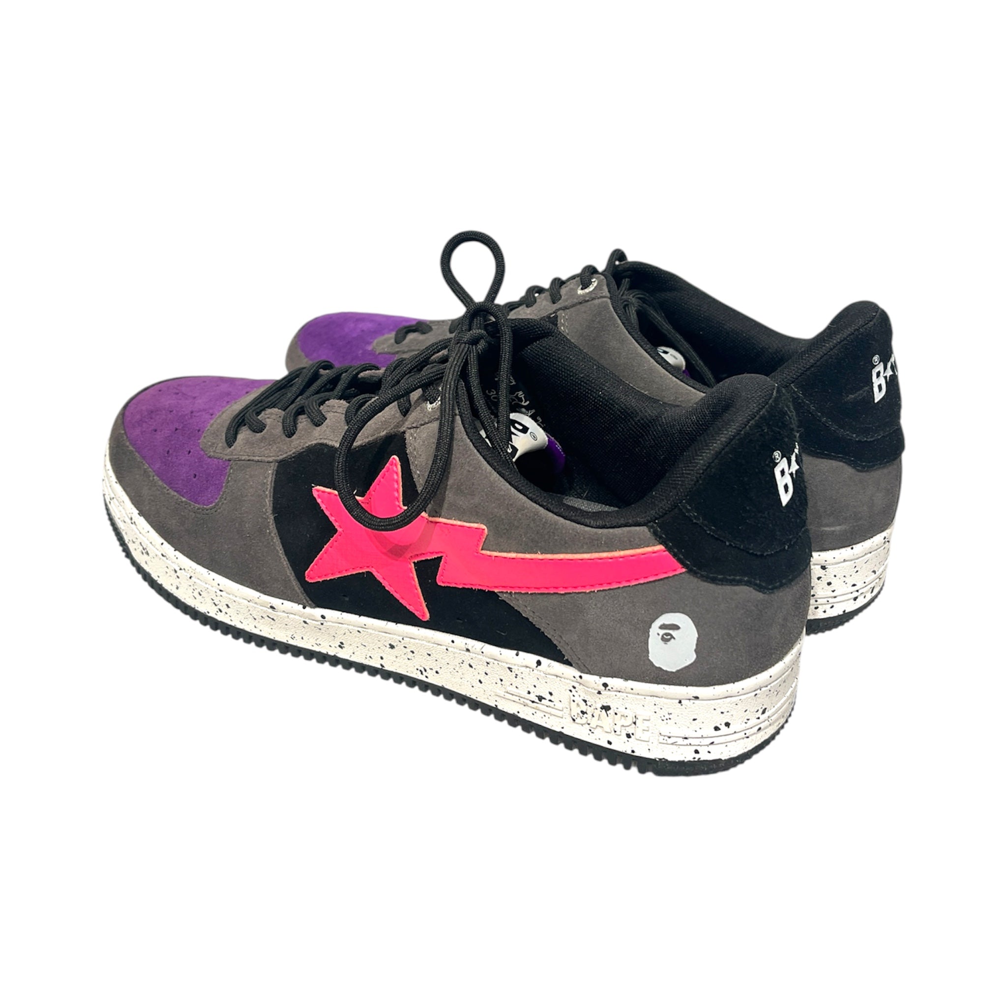 BAPE STA!/Low-Sneakers/US 12/Suede/BLK/Grey/Black/Purple view 2