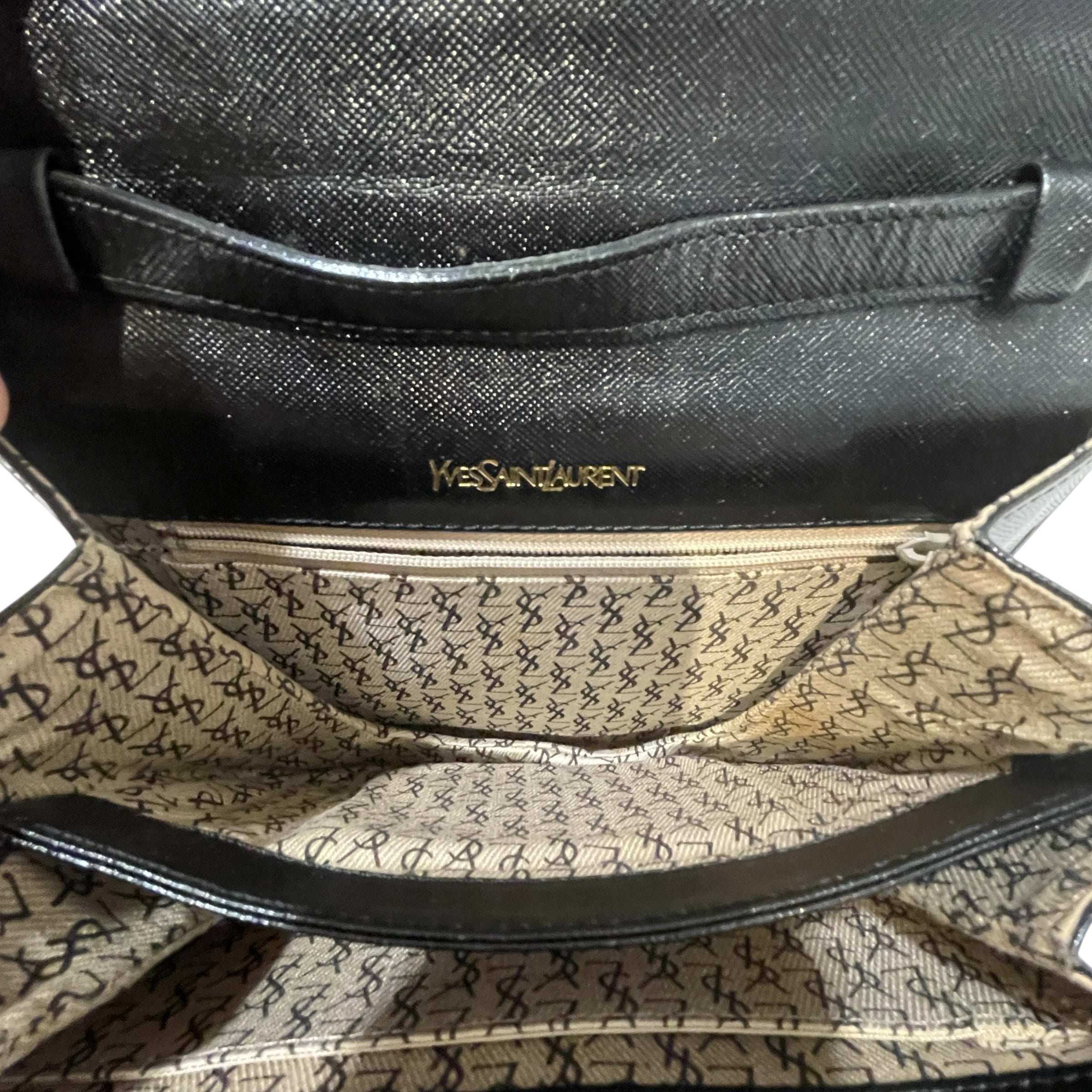 YVES SAINT LAURENT/Cross Body Bag/Leather/BLK/Saffiano Flap Bag view 3