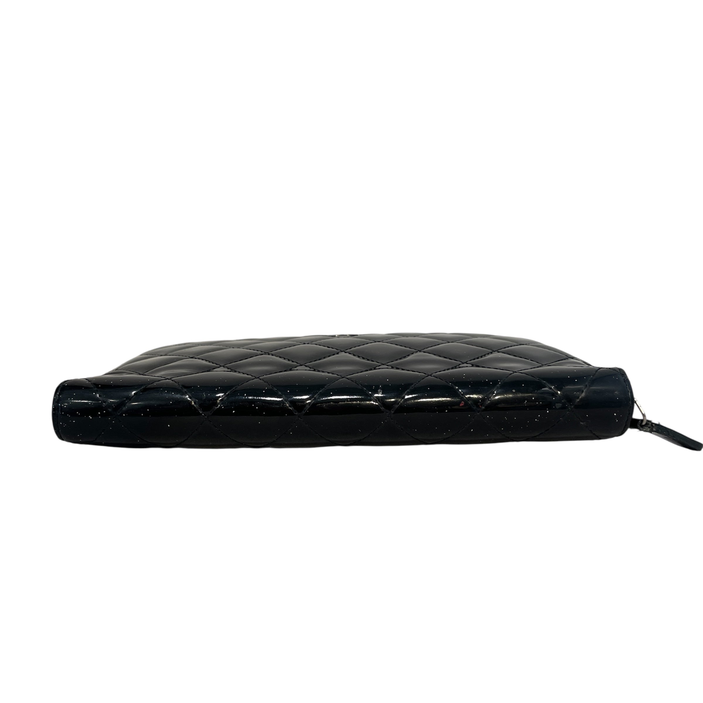 CHANEL/Long Wallet/Leather/BLK/Patent Leather Zip view 4