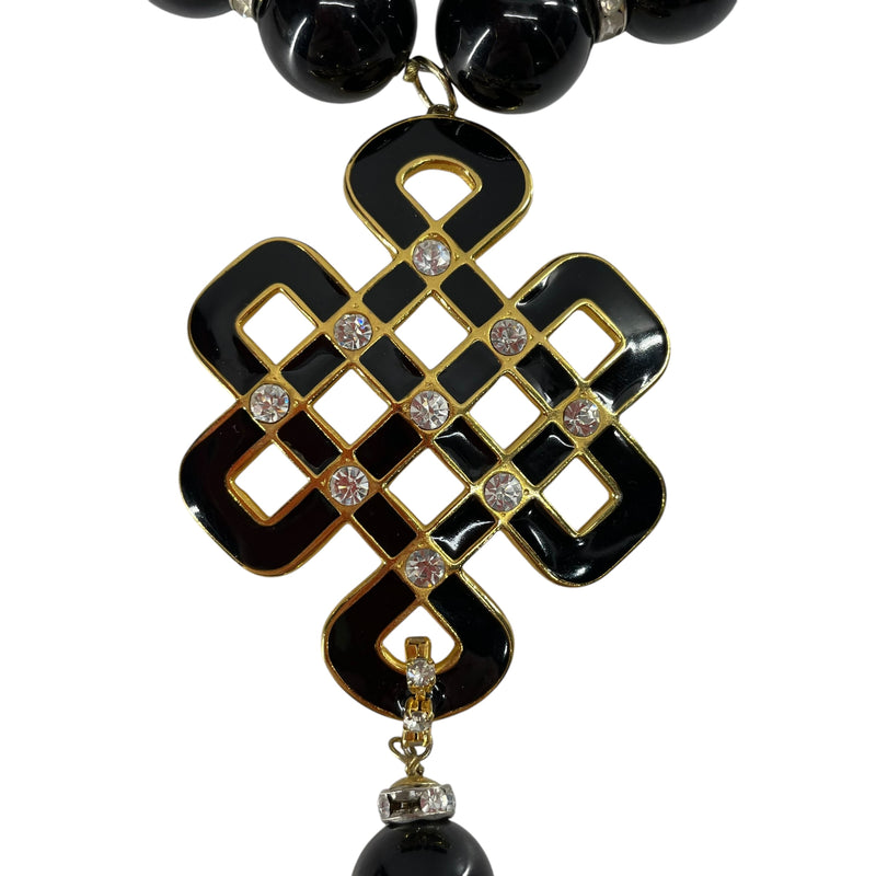 VALENTINO/Necklace/Beads/BLK/GOLD TRIM