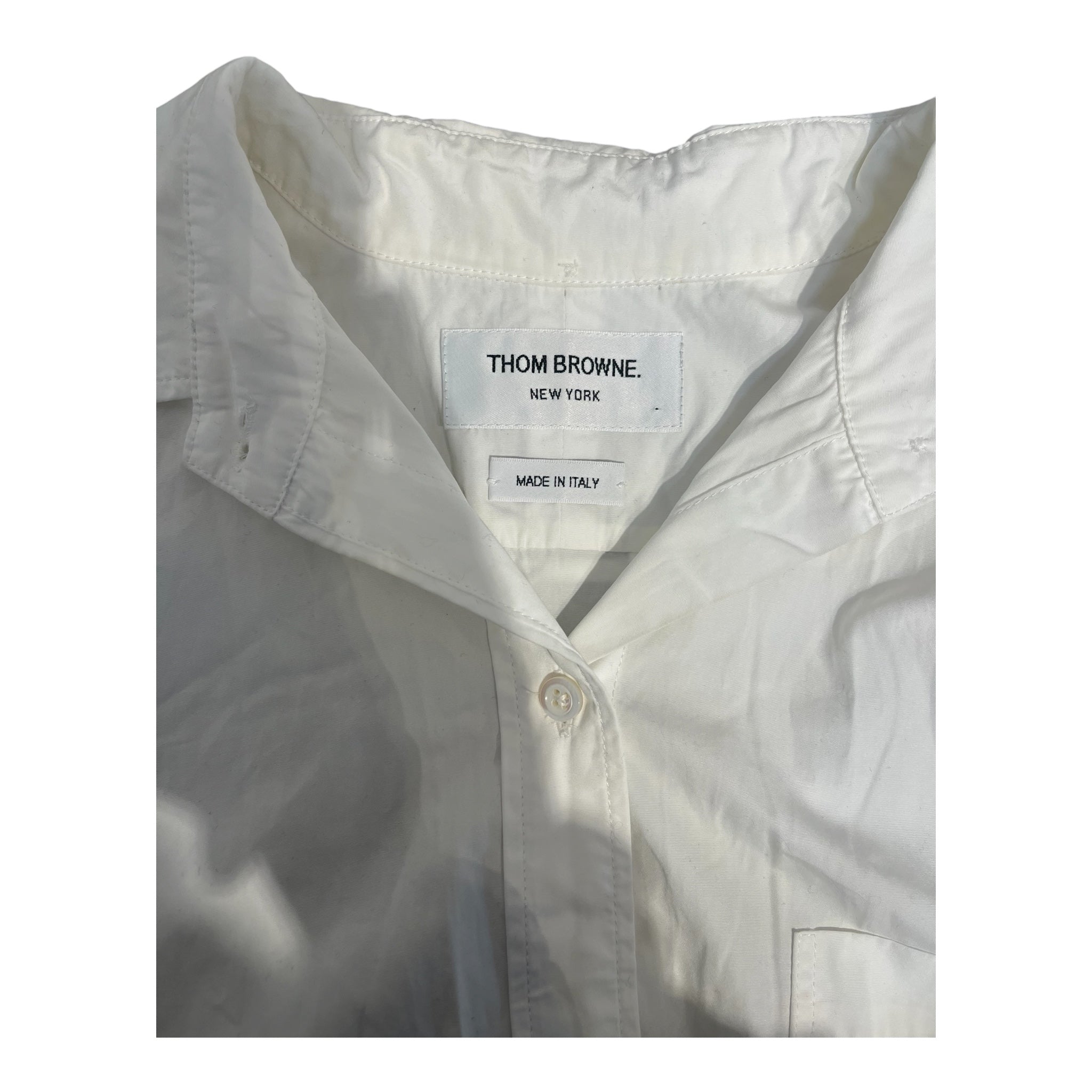 THOM BROWNE. NEW YORK/LS Dress/40/Cotton/WHT/BUTTON UP DRESS view 3
