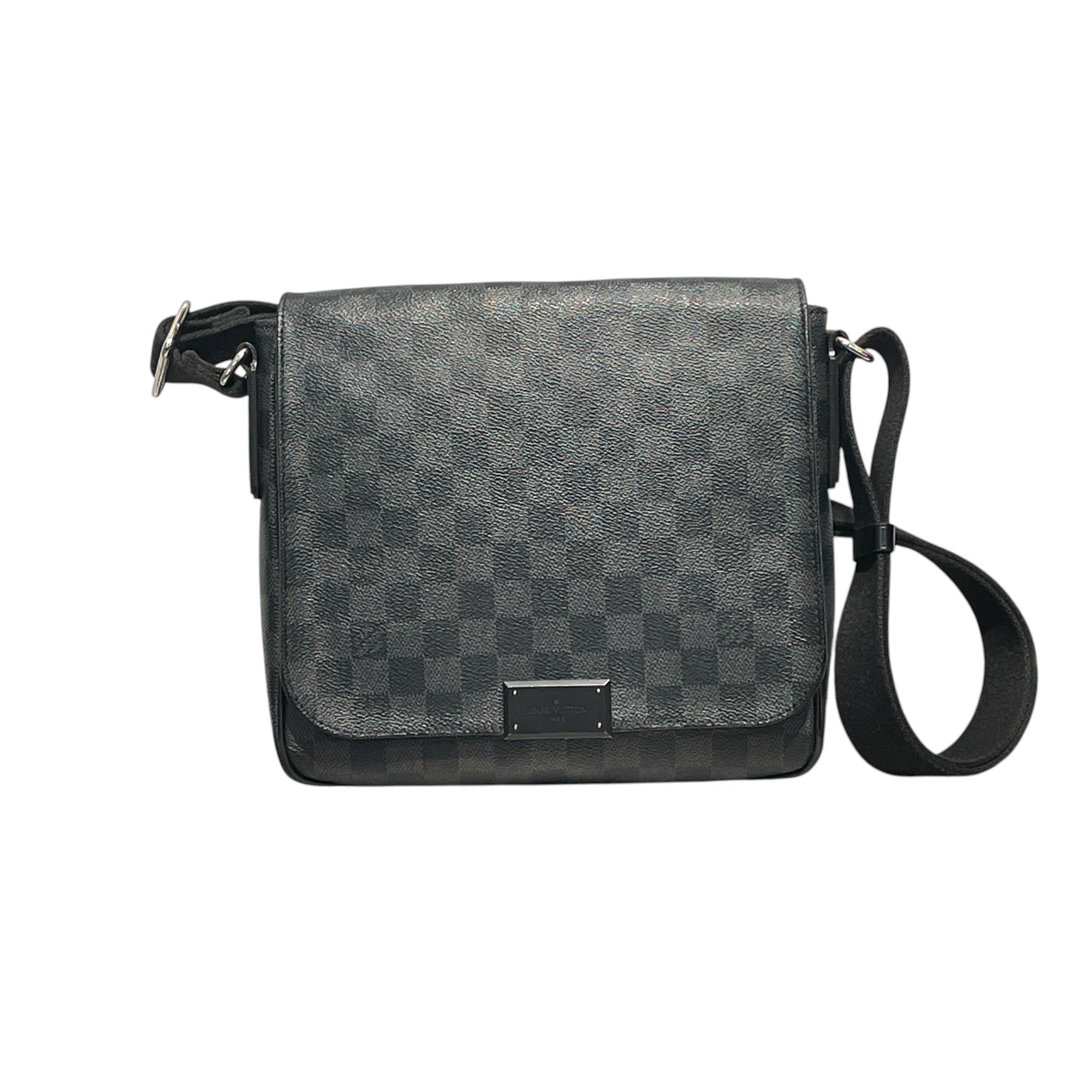 LOUIS VUITTON/Tote Bag/Monogram/Leather/BLK/Black and Grey Check view 2