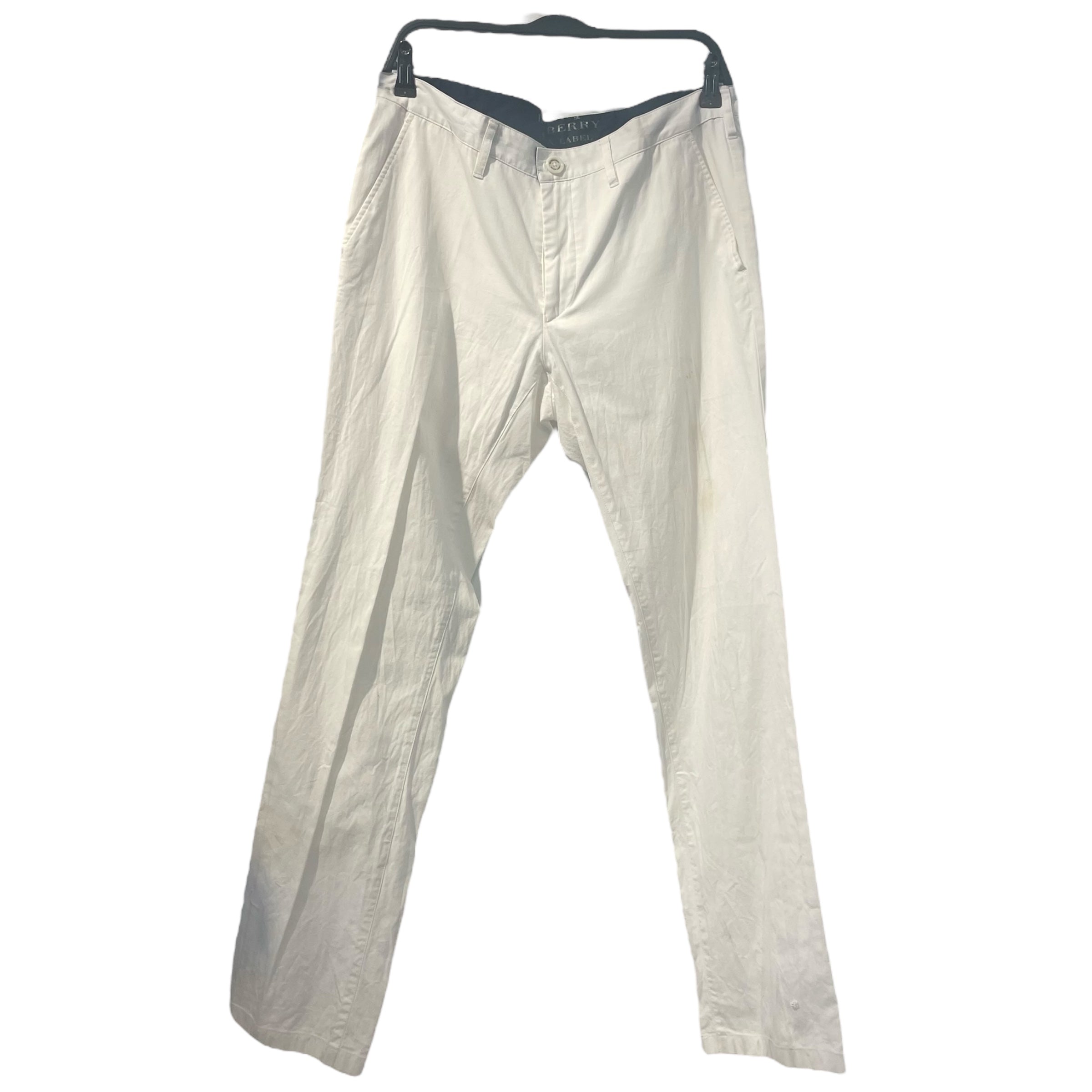 BURBERRY BLACK LABEL/Pants/83/Cotton/WHT/LEATHER LOGO ON BACK view 1