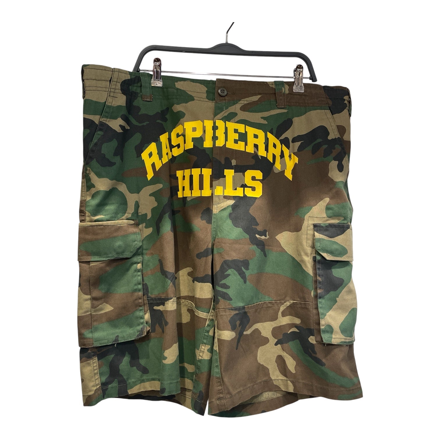 Raspberry Hills/Shorts/XL/Cotton/GRN/Camouflage/YELLOW TEXT view 1