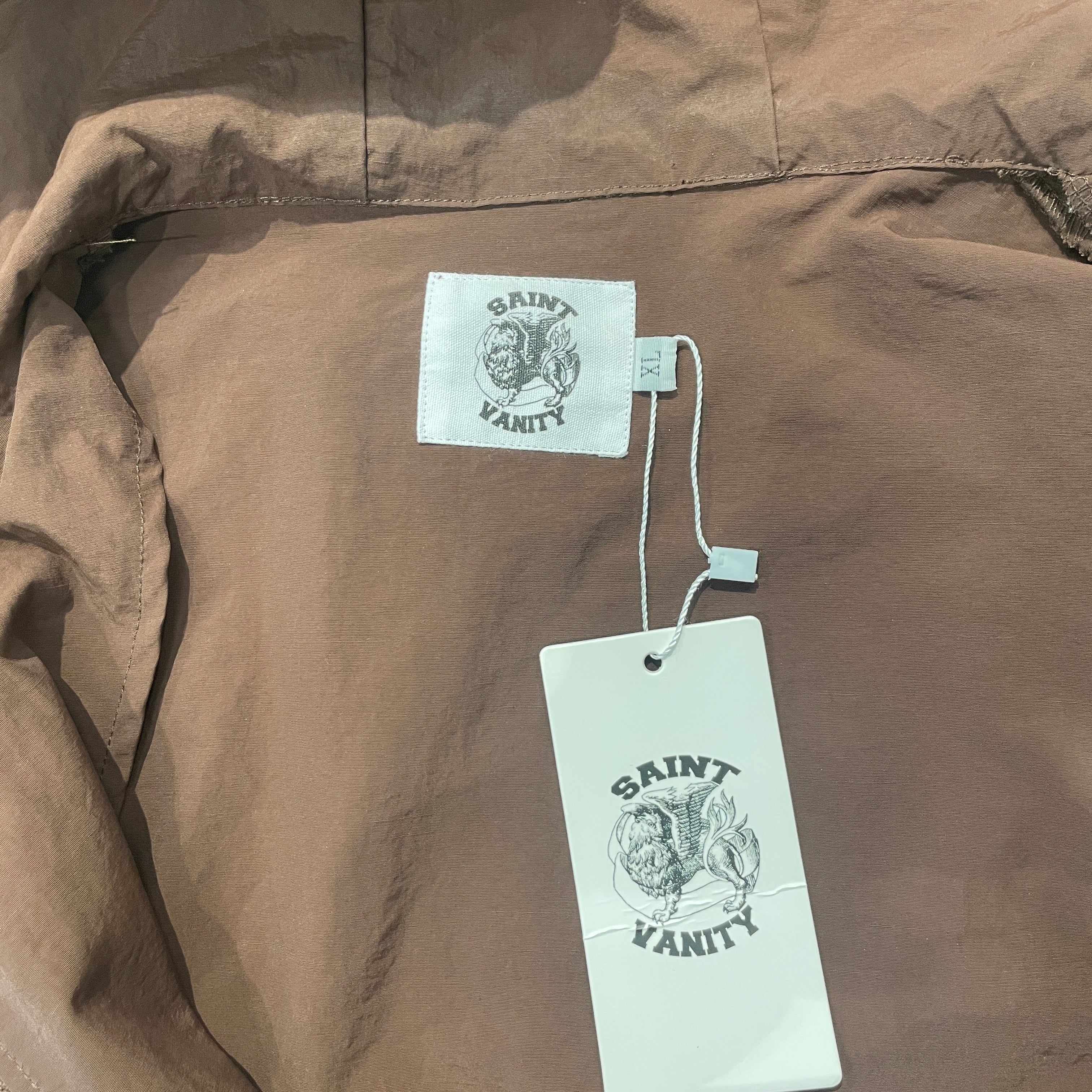 SAINT VANITY/Hoodie/XL/Graphic/Nylon/BRW/Nyolon Short Sleeve Hoodie view 3