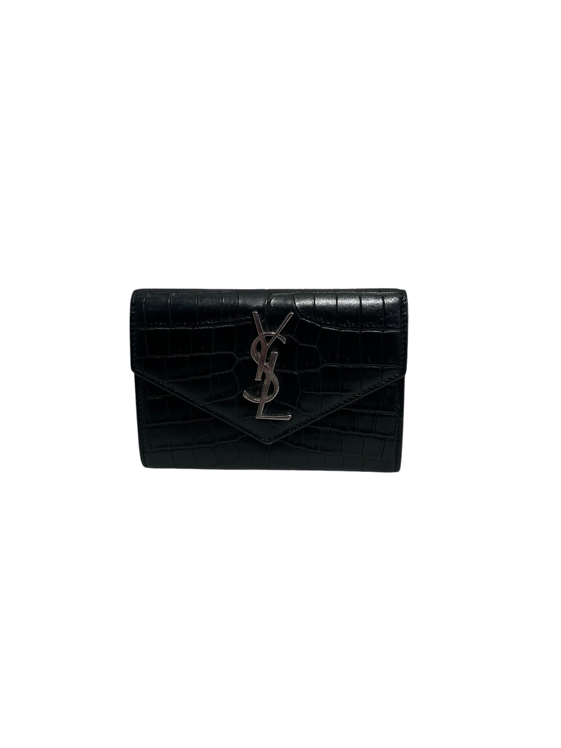 YVES SAINT LAURENT/Wallet/Leather/BLK/L's/Monogam Croc Skin view 1
