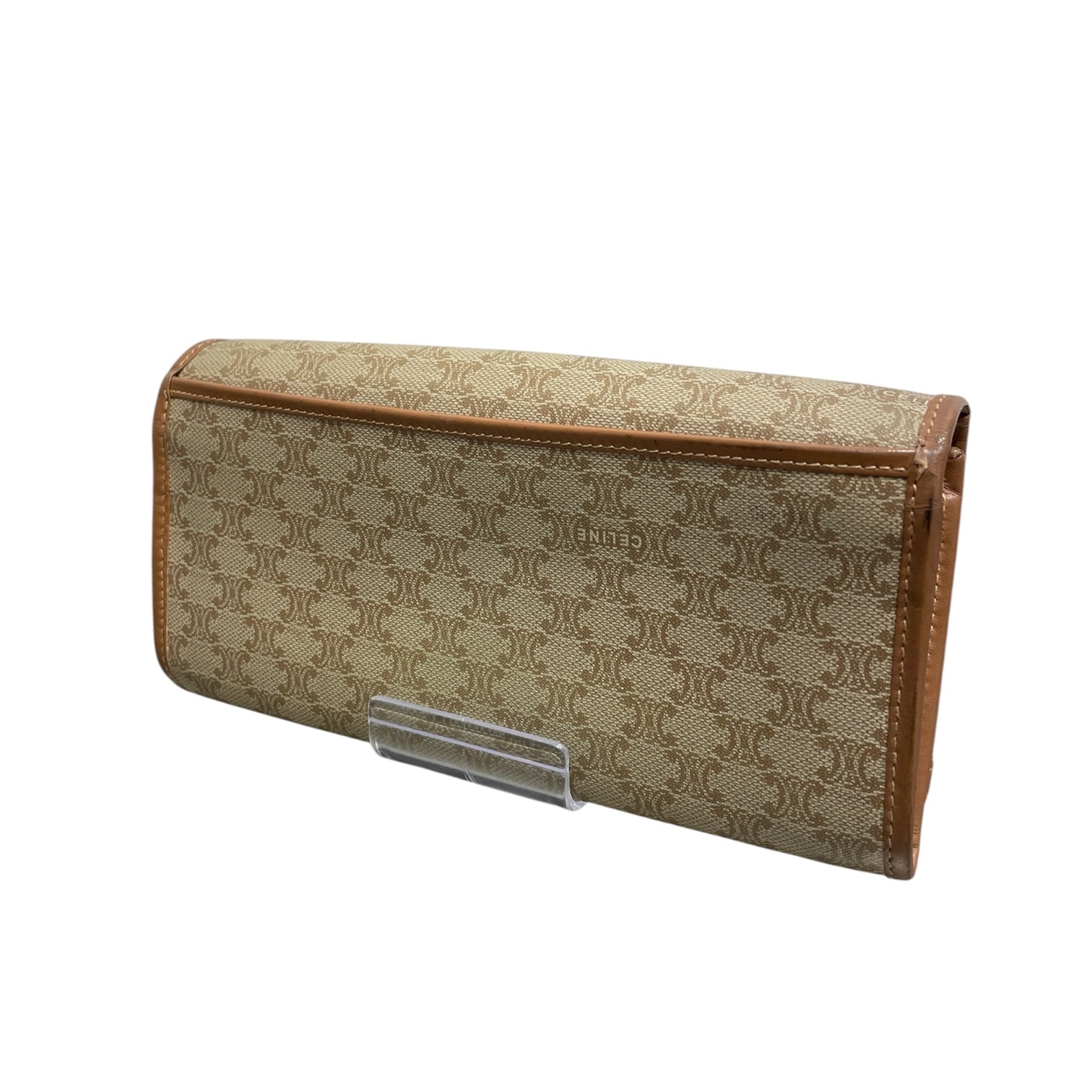 CELINE/Trifold Wallet/Monogram/Leather/KHK/Vintage Macadam Long Wallet view 2