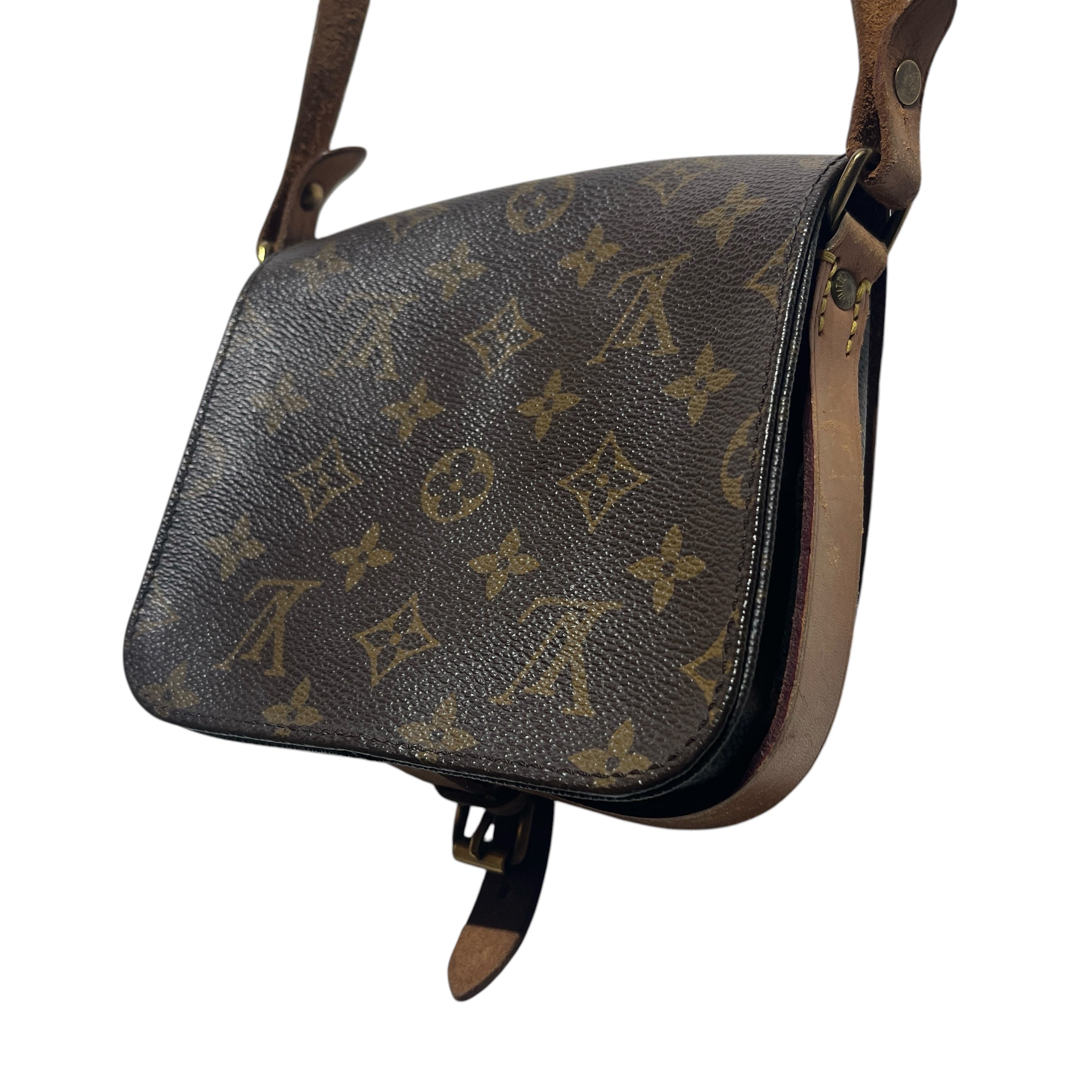 LOUIS VUITTON/Cross Body Bag/Monogram/Leather/BRW/front buckle view 4