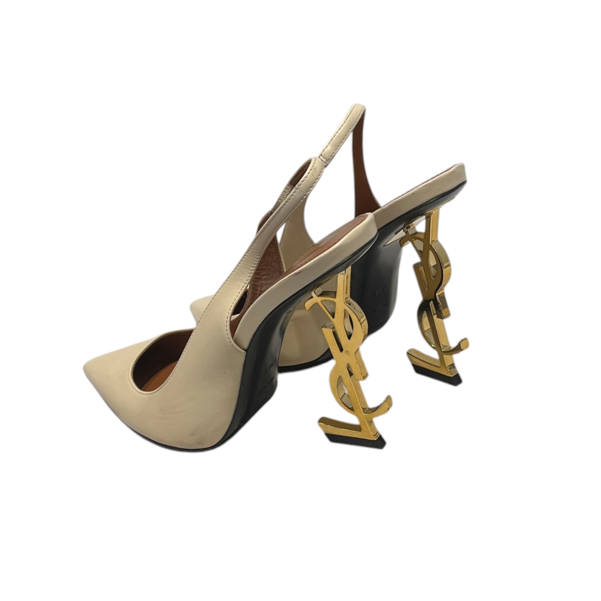 YVES SAINT LAURENT/Heels/EU 38/Leather/CRM/OPYUM SLINGBACK PUMPS view 2