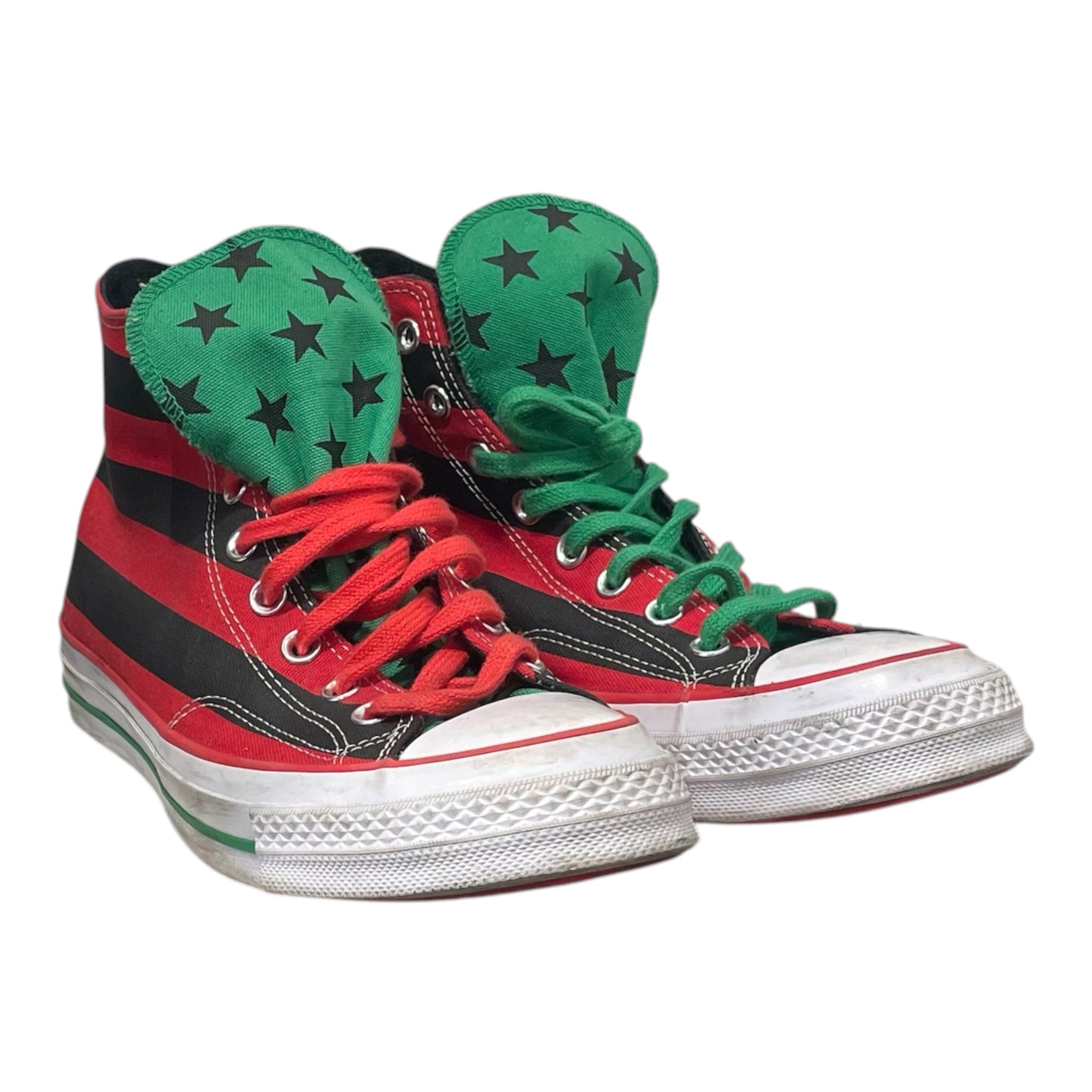 DENIM TEARS/CONVERSE/Hi-Sneakers/US 9.5/Stripe/Cotton/RED/DENIM TEARS HIGH TOP CONS view 1