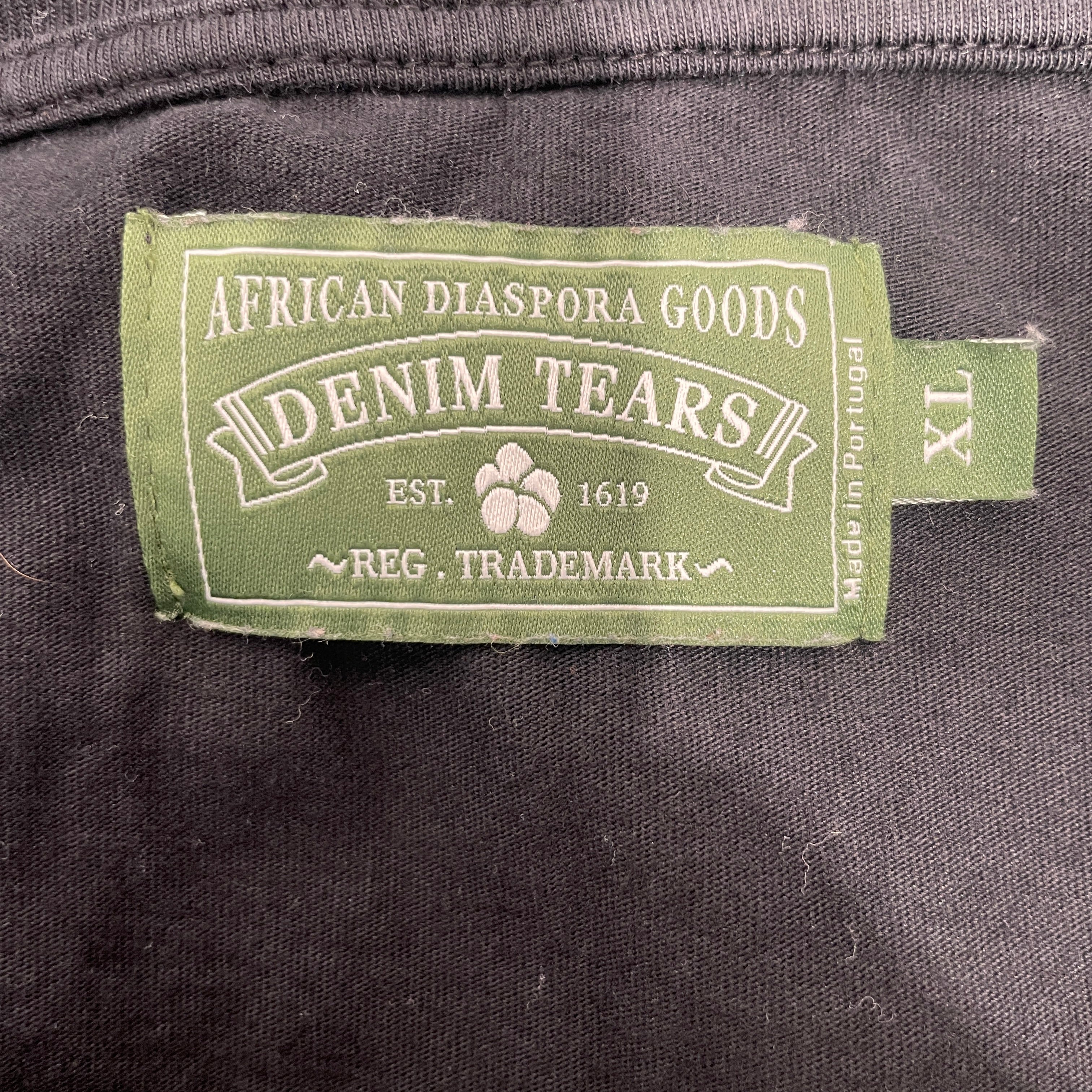 DENIM TEARS/T-Shirt/XL/Cotton/BLK/Graphic/DENIM TEARS CURSIVE LOGO ANGEL view 3