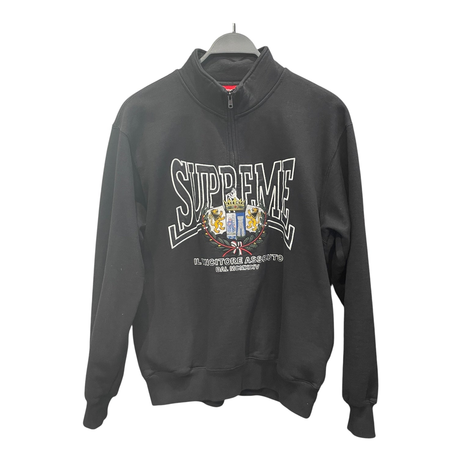 Supreme/Zip Up Hoodie/M/Graphic/Cotton/BLK/CREST QPPLIQUE view 1