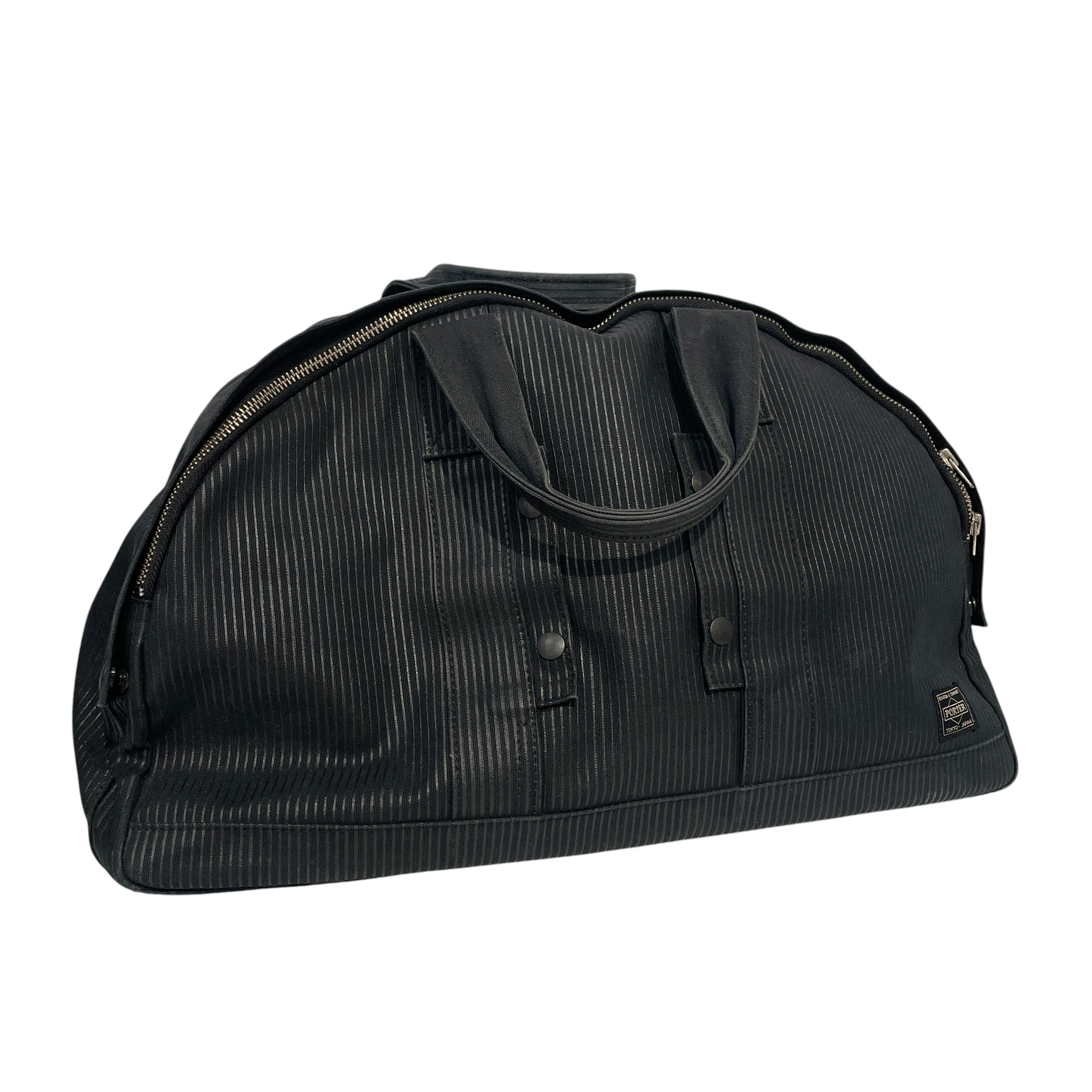 PORTER/Boston Bag/Stripe/Nylon/NVY/DOUBLE ZIP SHINY PINSTRIPE view 1
