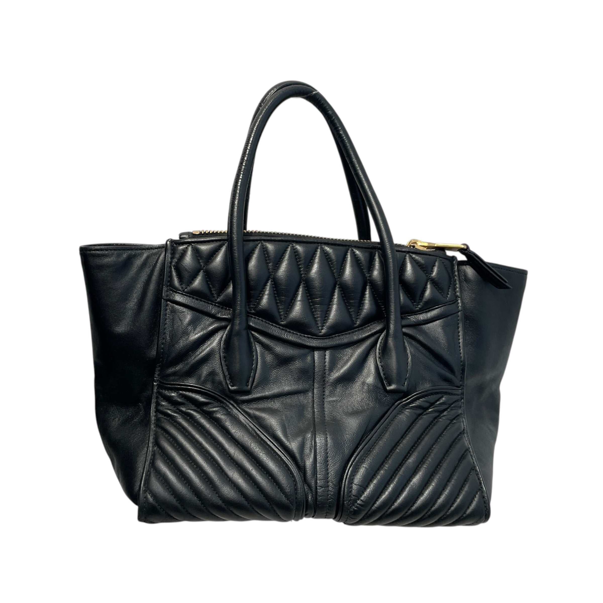 MIU MIU/Hand Bag/Lambskin/BLK/Nappa Biker Gold-Tone Tote view 3