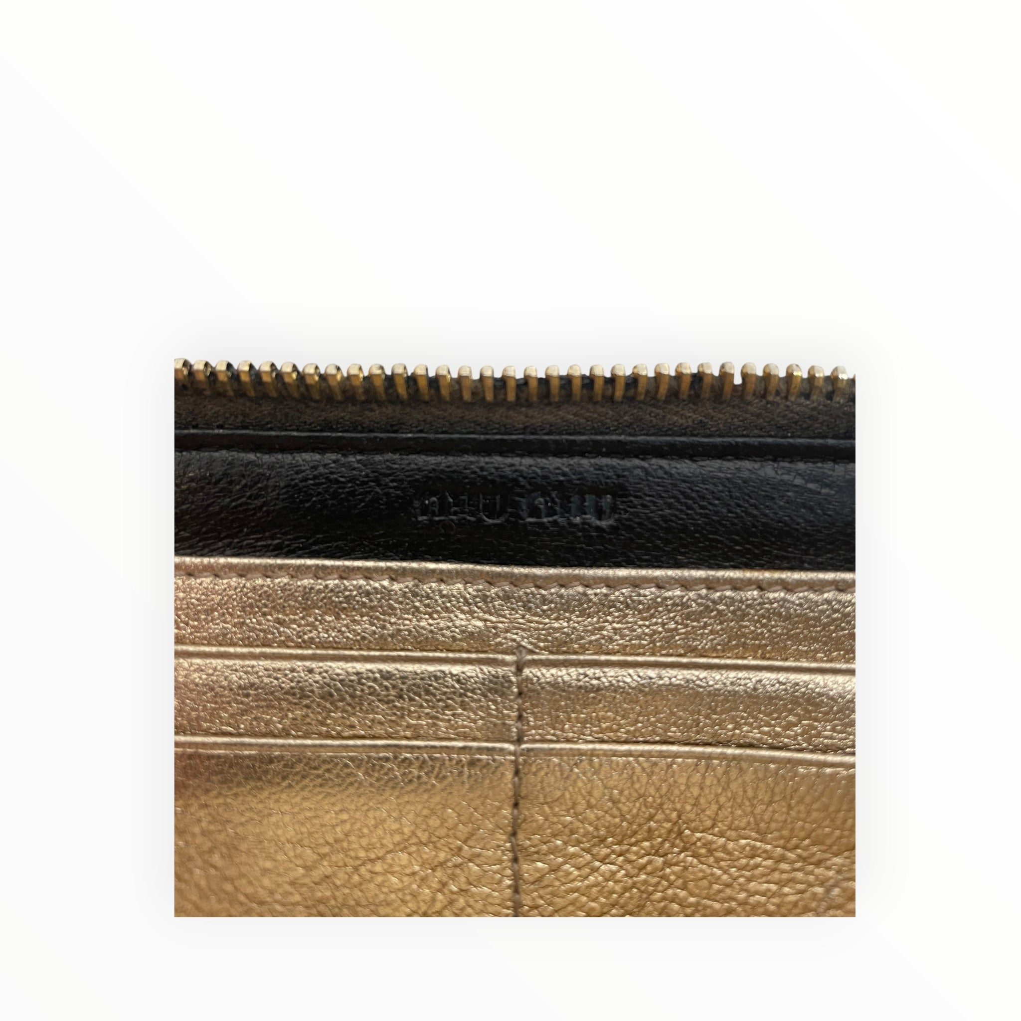 MIU MIU/Long Wallet/Leather/BLK/Matelasse zip wallet view 4