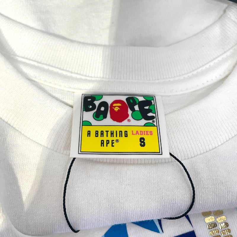 A BATHING APE/T-Shirt/S/Cotton/WHT/Graphic/abc camo gold zip shark 2022