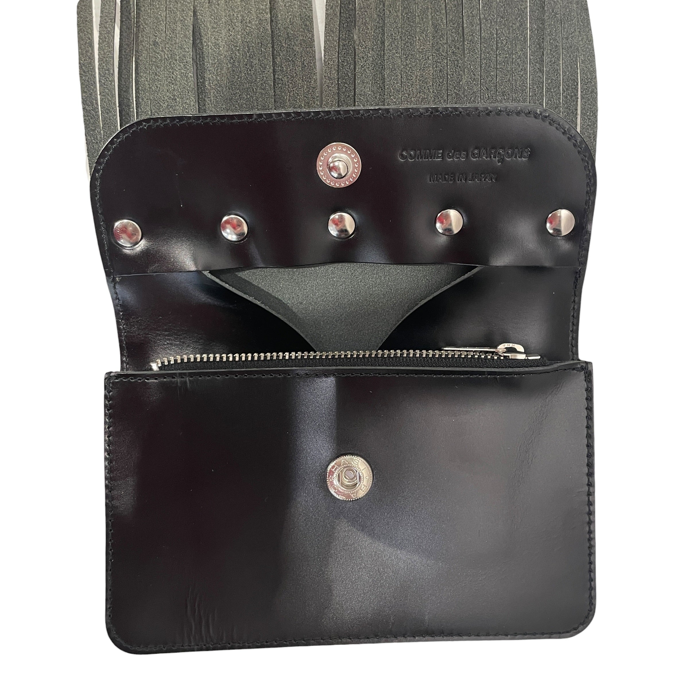 COMME des GARCONS/Wallet/Leather/BLK/FRINGE W SIL BUTTONS ON FRNT view 3
