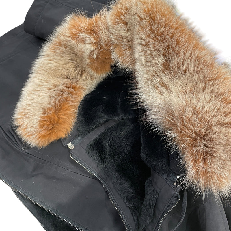 Jean Paul GAULTIER HOMME/Jacket/48/Nylon/BLK/ZIPPER ON HOOD/FUR ON HOOD