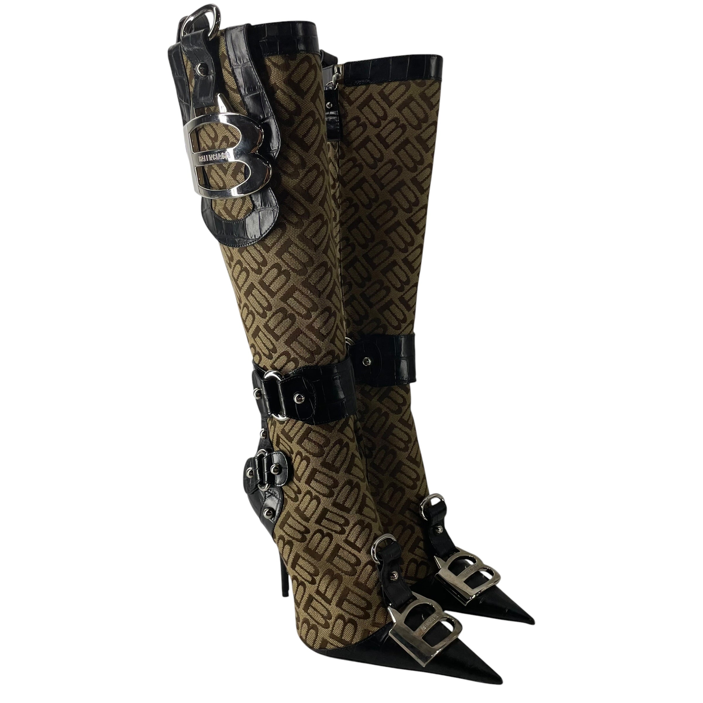 BALENCIAGA/Booties/EU 36/Monogram/Cotton/CML/Side Zip/BNWT ESSEX LEATHER MONOGRAM view 1
